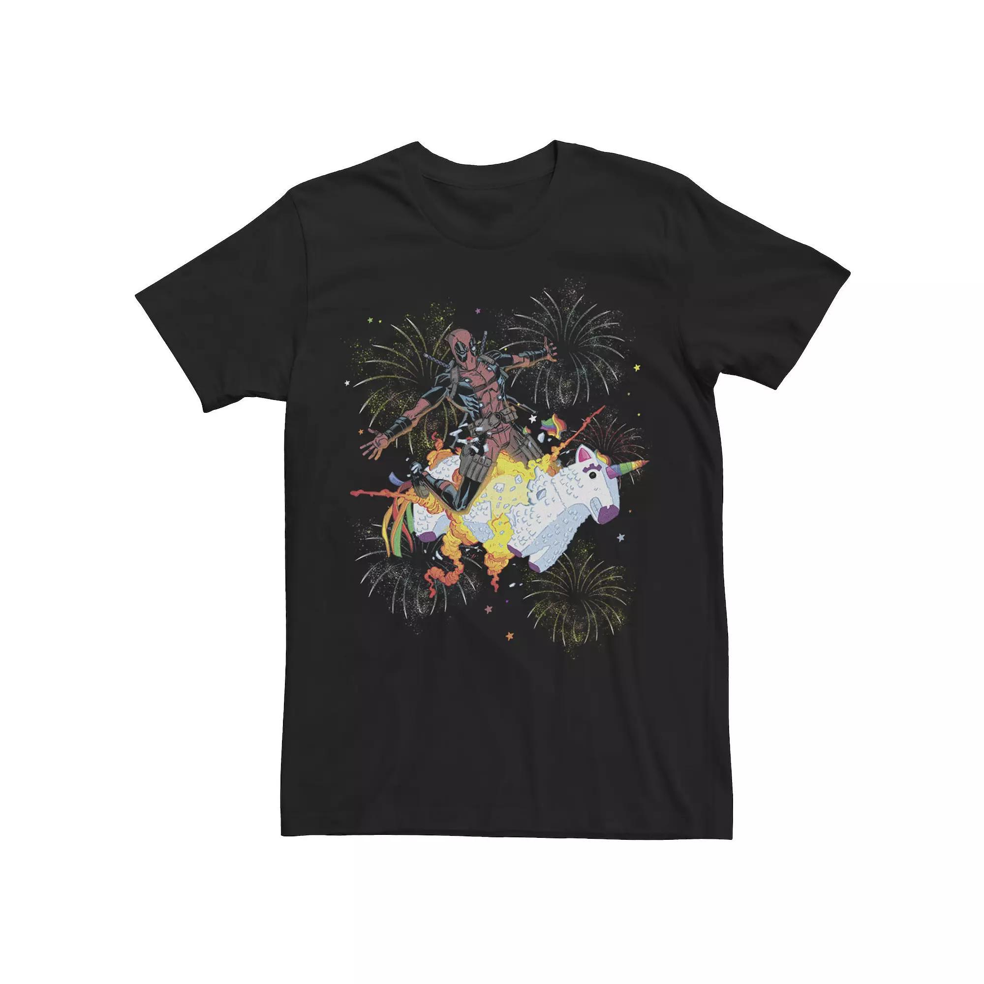 Men's Marvel Deadpool Unicorn Explosion Portrait Tee, Size: Large, Black Product Image