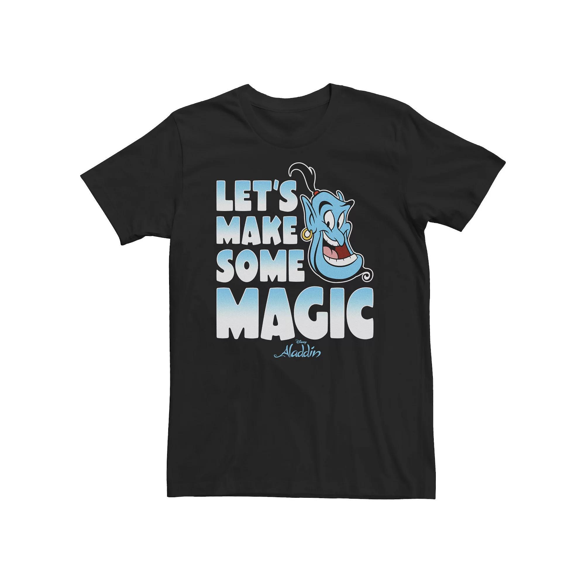 Big & Tall Disney Aladdin Genie Let's Make Some Magic Gradient Text Tee, Men's, Size: 3XL Tall, Black Product Image
