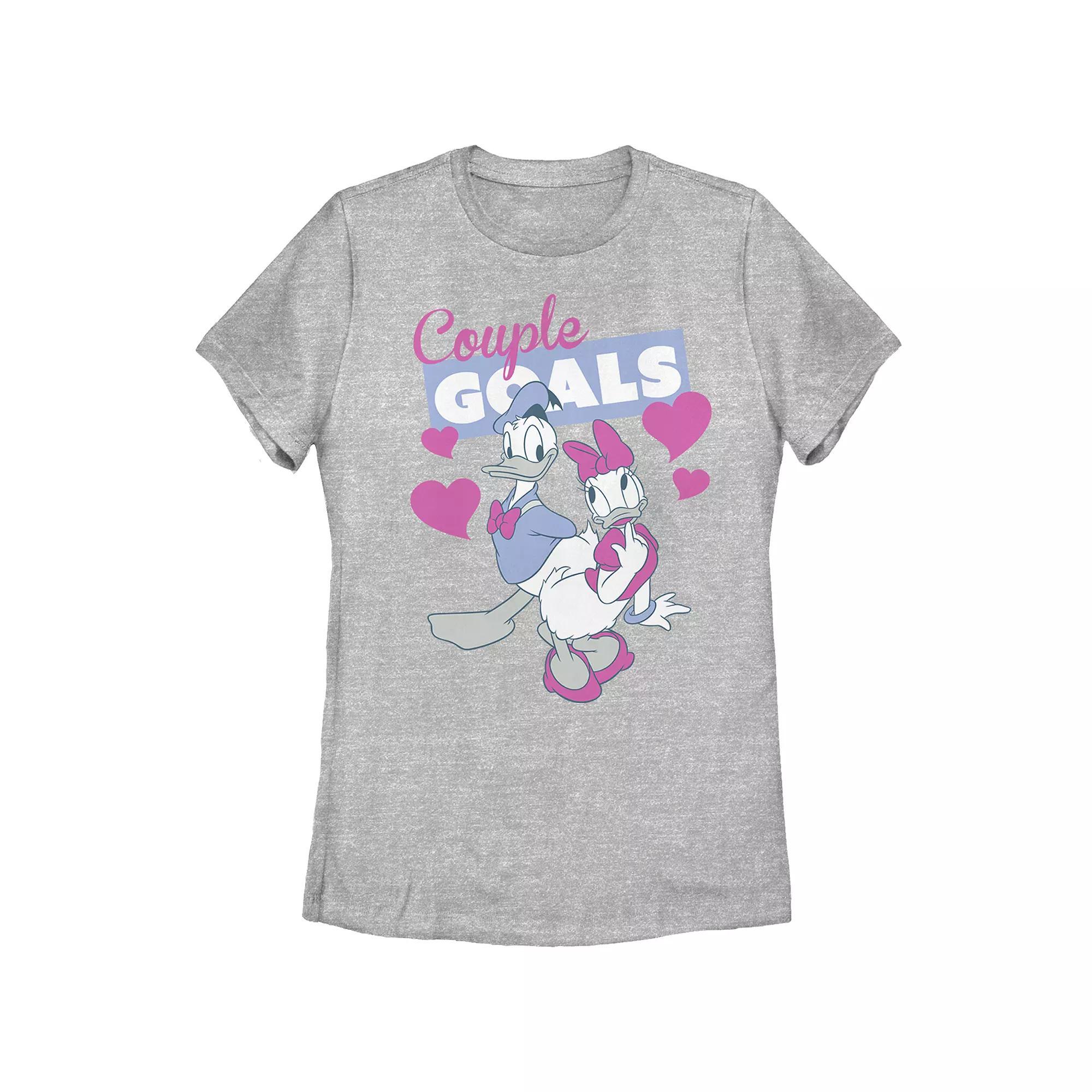 Disney's Donald Duck And Daisy Couple Goals Juniors' Graphic Tee, Women's, Size: XL, Athletic Grey Product Image