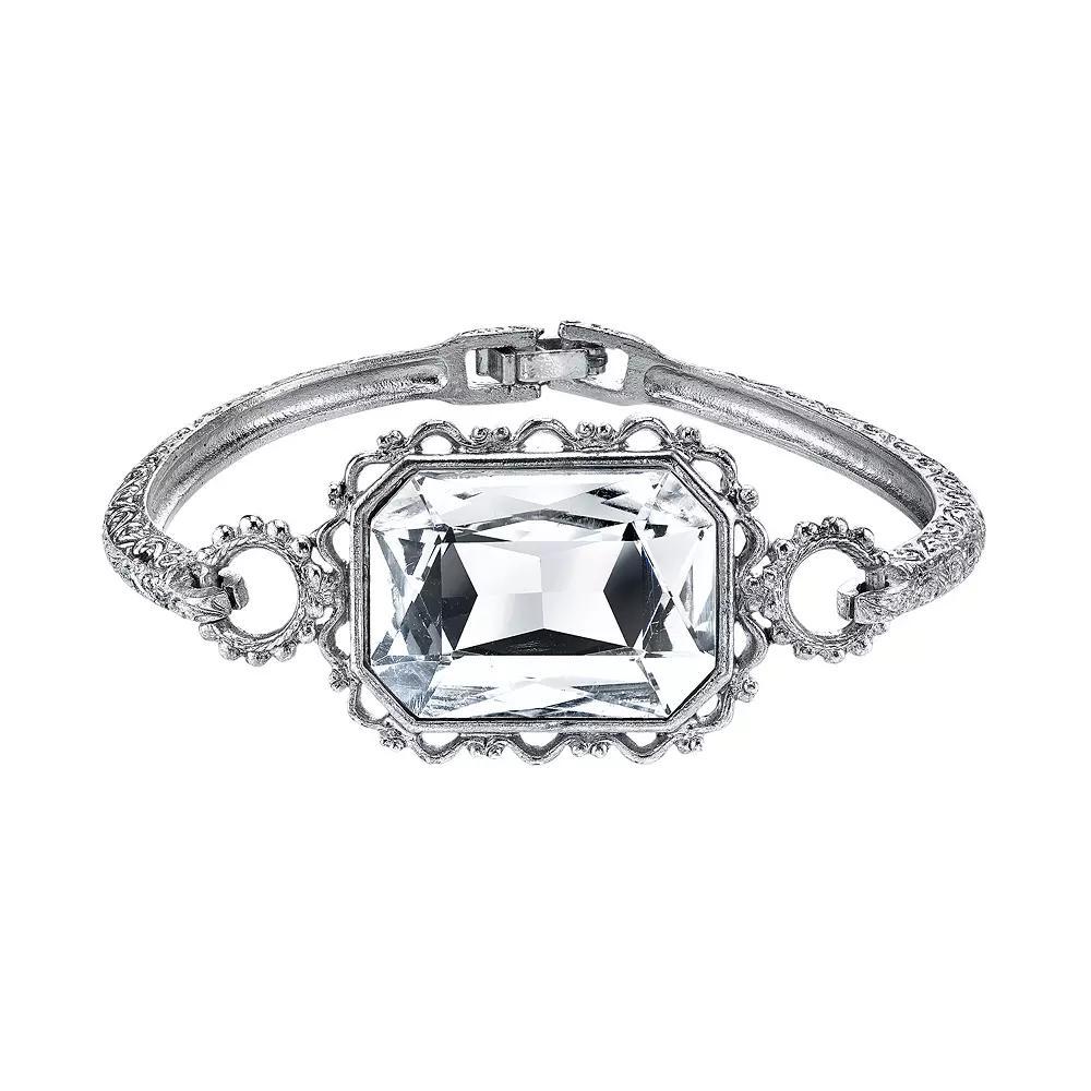 1928 Rectangle Filigree Bracelet, Womens Silver Tone Product Image