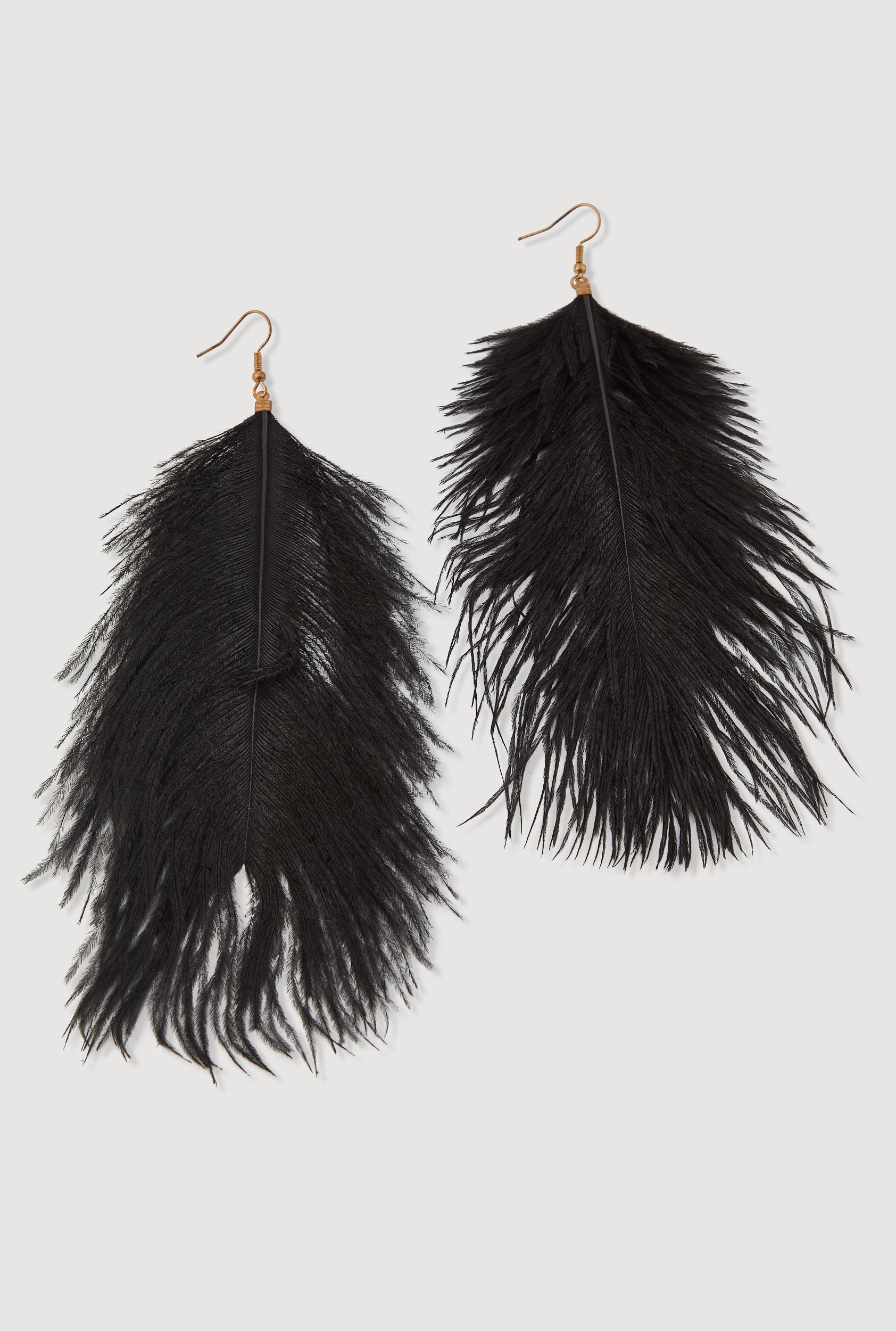 Ostrich Feather Drop Earrings Male Product Image