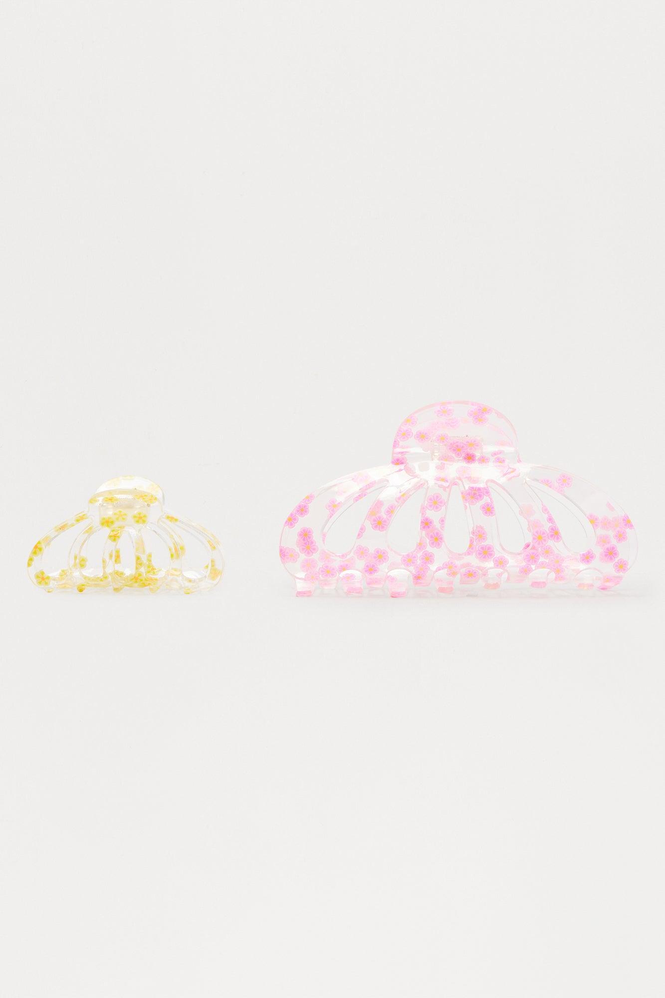 Stop And Smell The Flowers 2 Piece Claw Clip Set - Multi Color Female Product Image