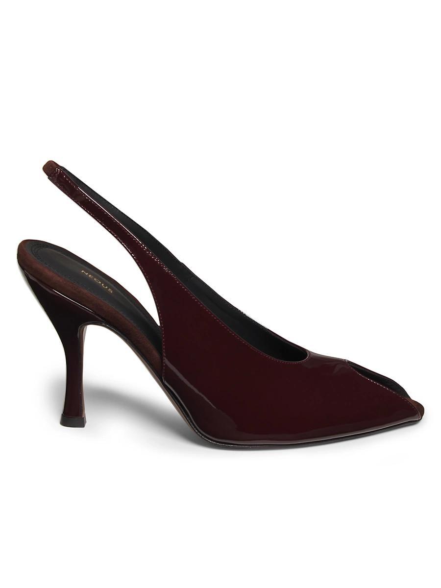 Womens Hamal 85MM Patent Leather Peep-Toe Slingback Pumps Product Image