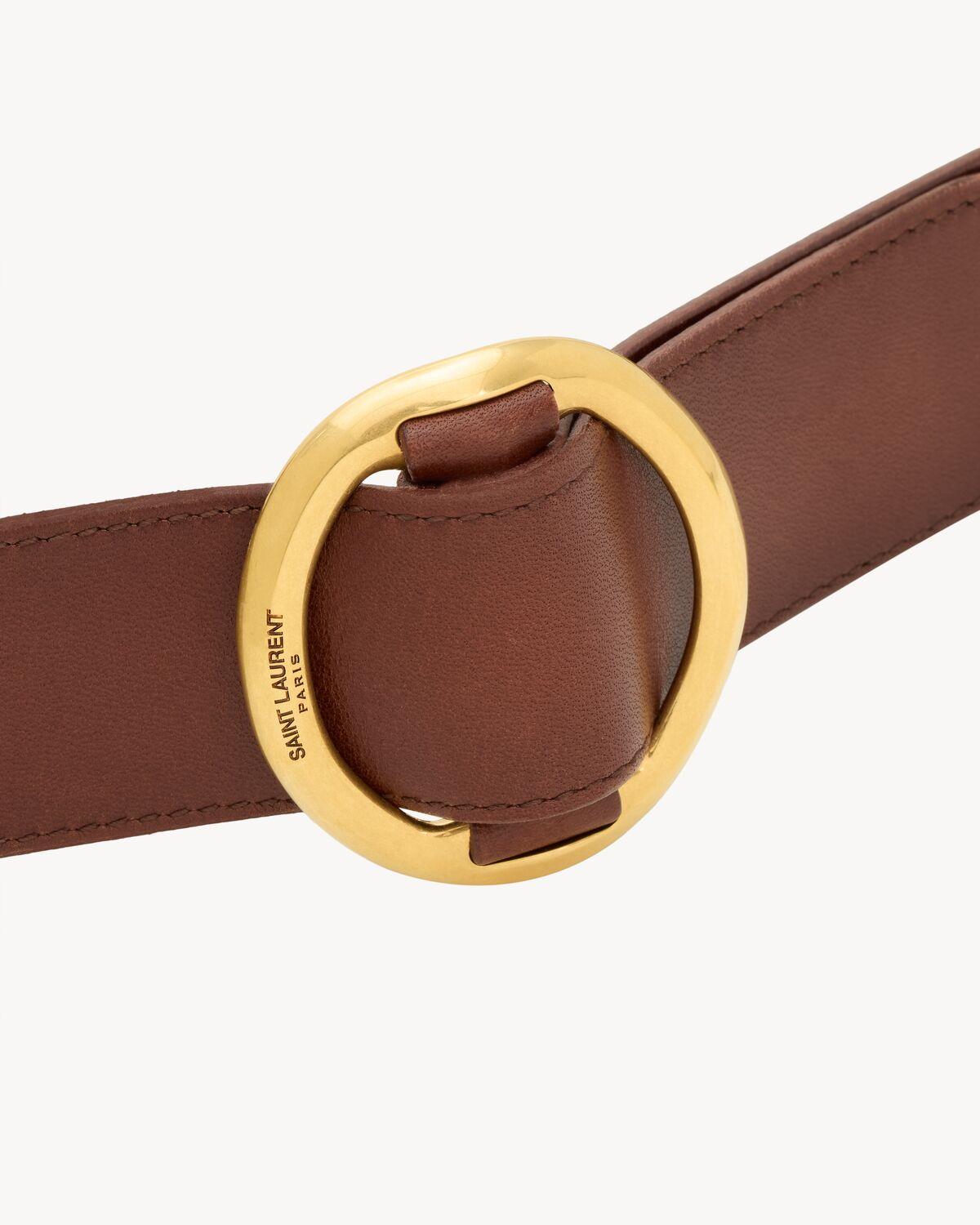 oval buckle belt in leather | Saint Laurent | YSL.com Product Image