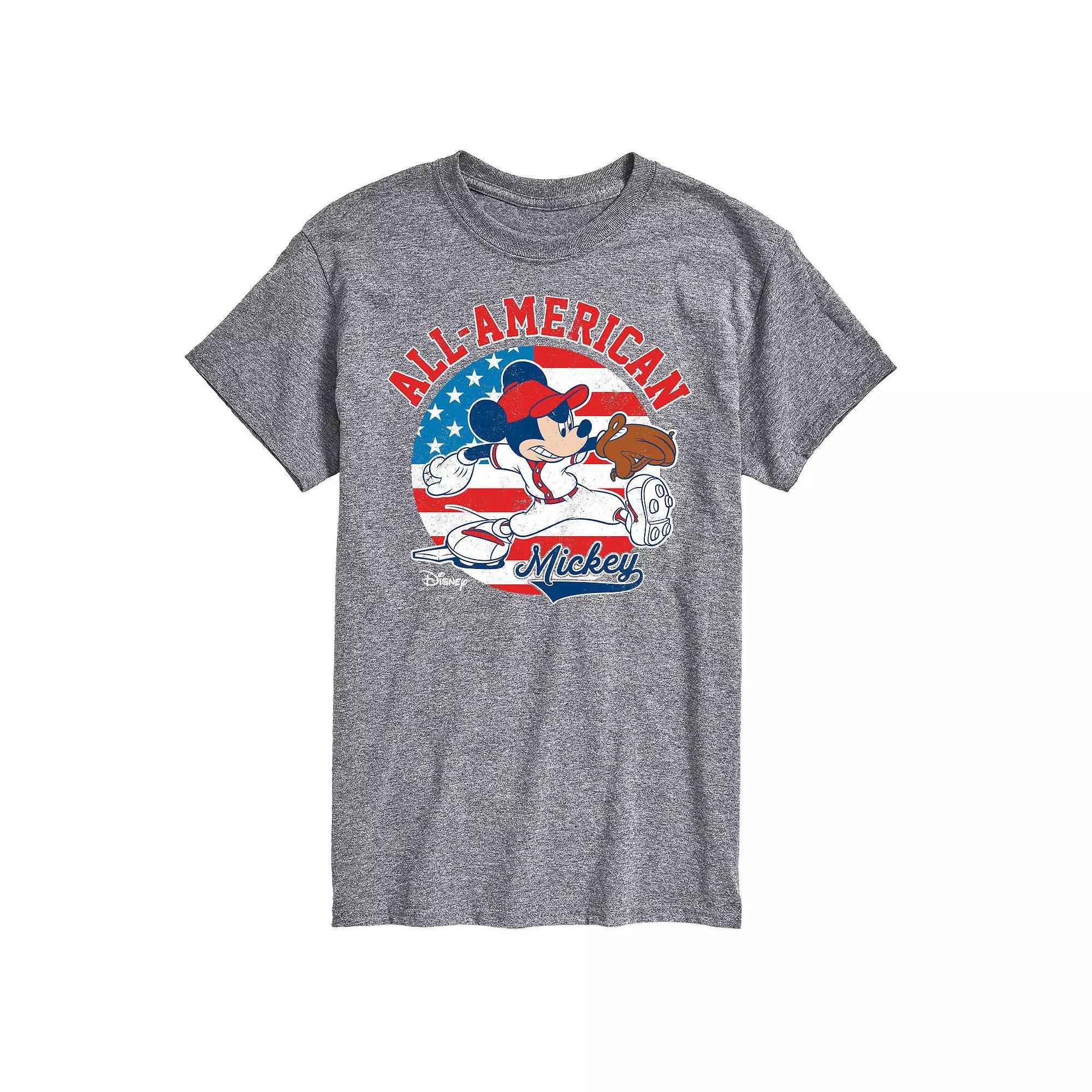 Disney's Mickey Mouse Big & Tall Americana Baseball Graphic Tee, Men's, Size: 4XB, Gray Product Image