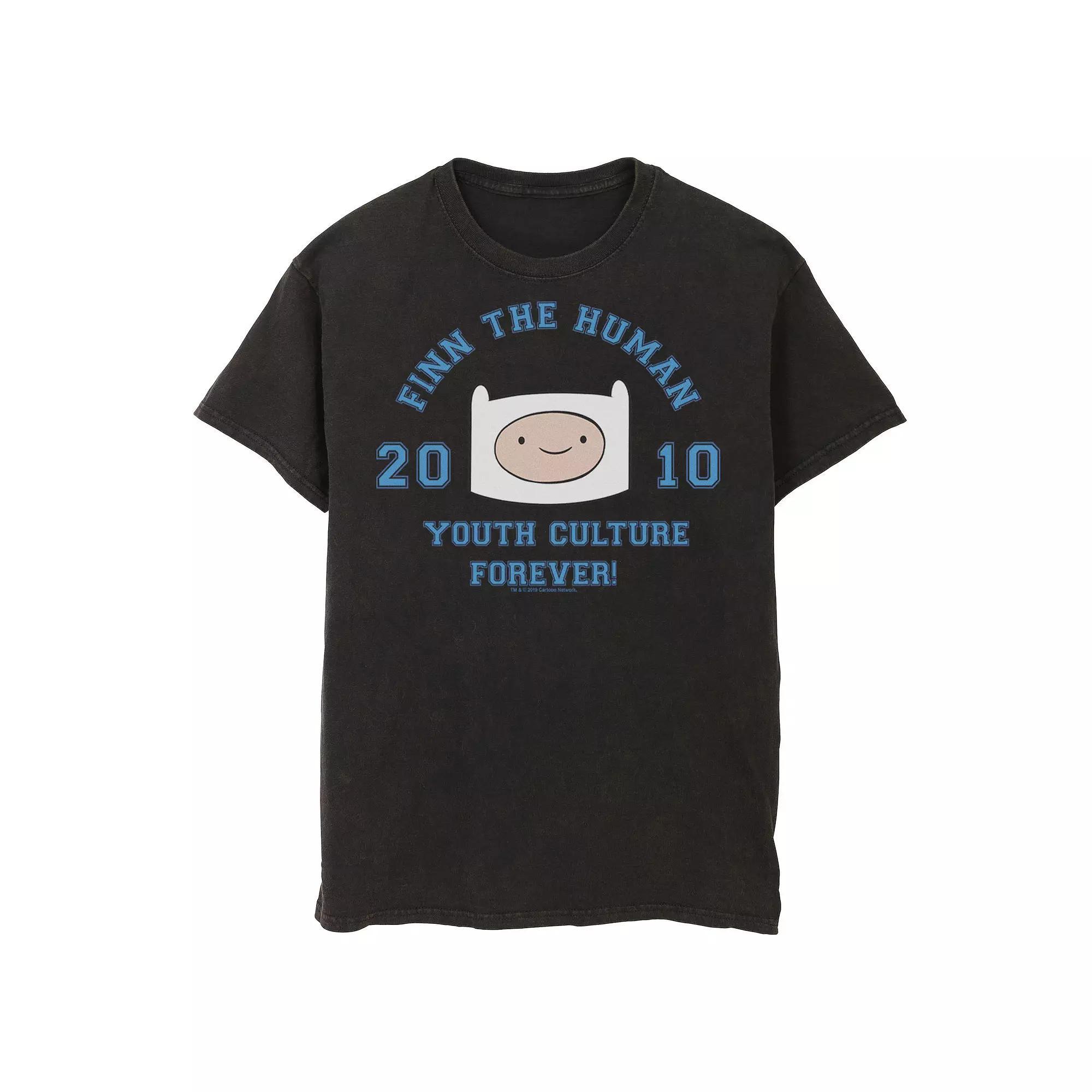 Men's Adventure Time Finn The Human Youth Culture Forever Graphic Tee, Size: 3XL, Athletic Grey Product Image
