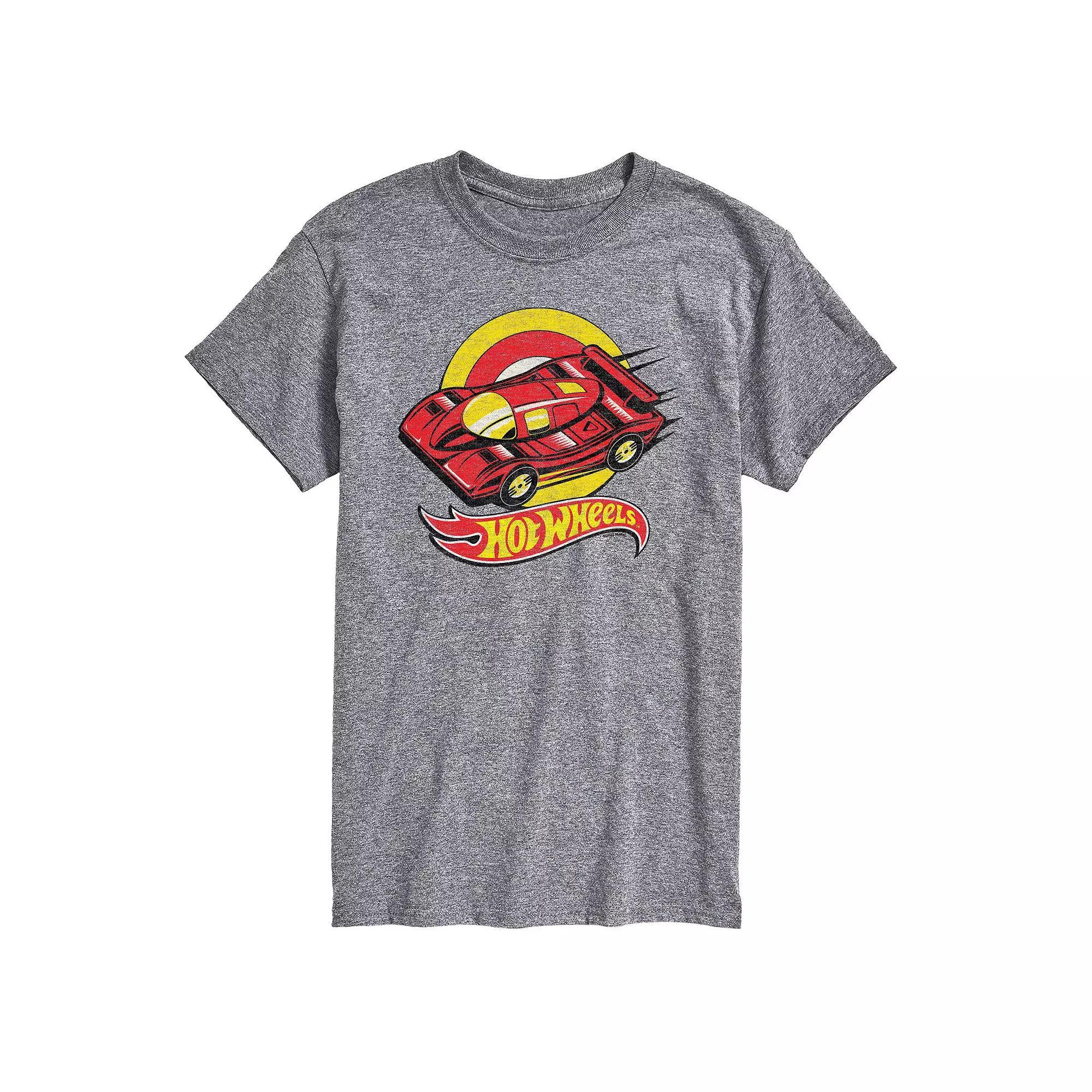 Mens Hot Wheels Retro Racer Graphic Tee Grey Gray Product Image