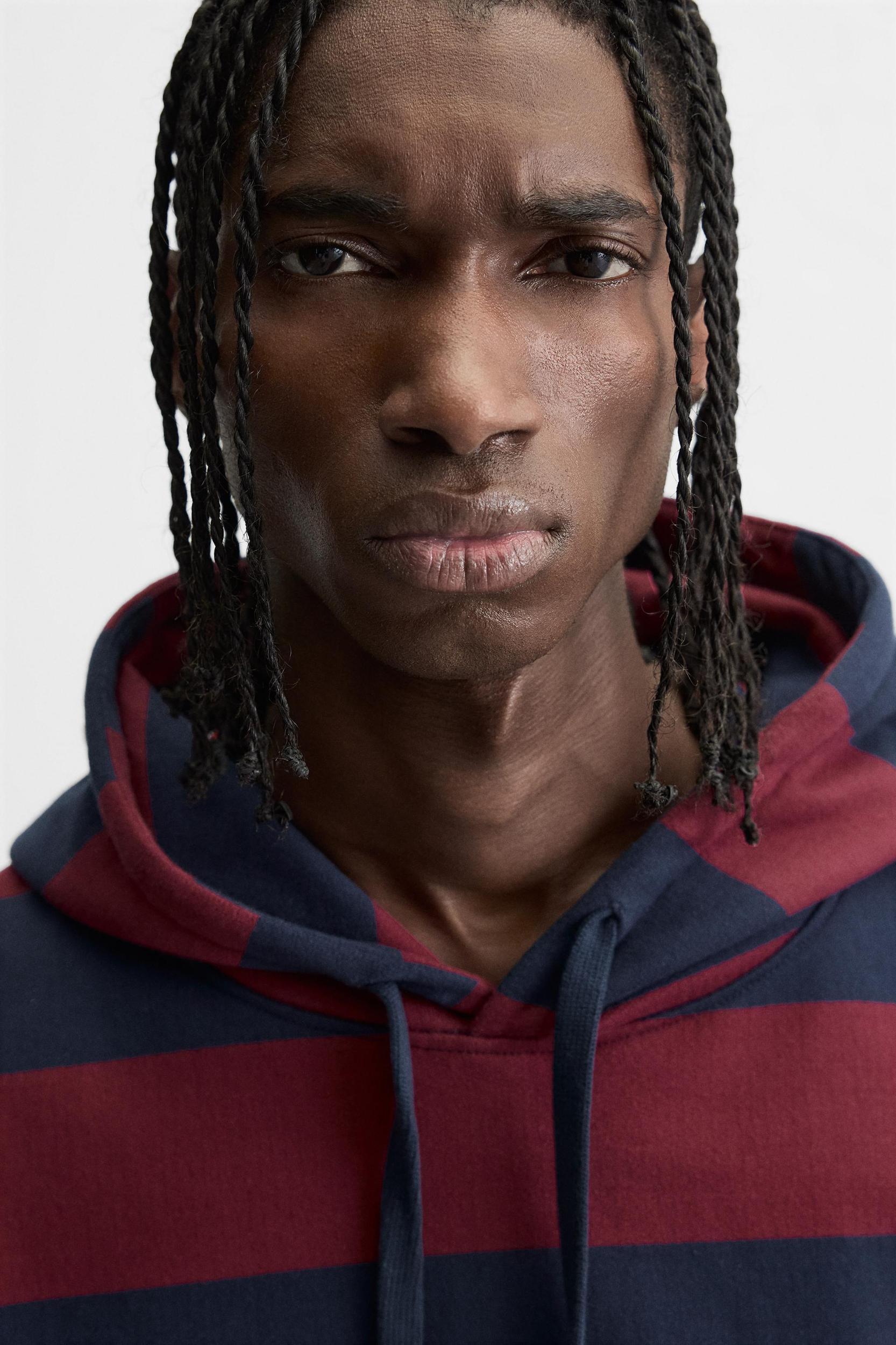 STRIPED HOODED SWEATSHIRT Product Image