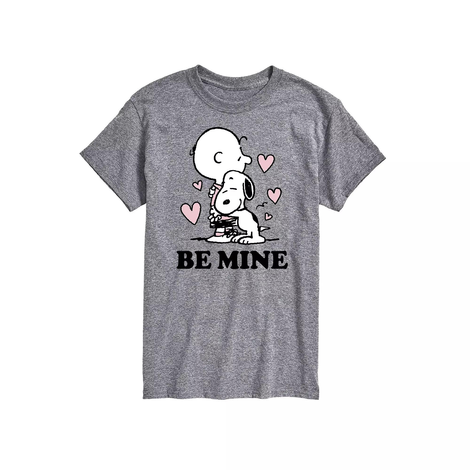 Men's Peanuts Be' Mine Tee, Size: Large, Gray Product Image