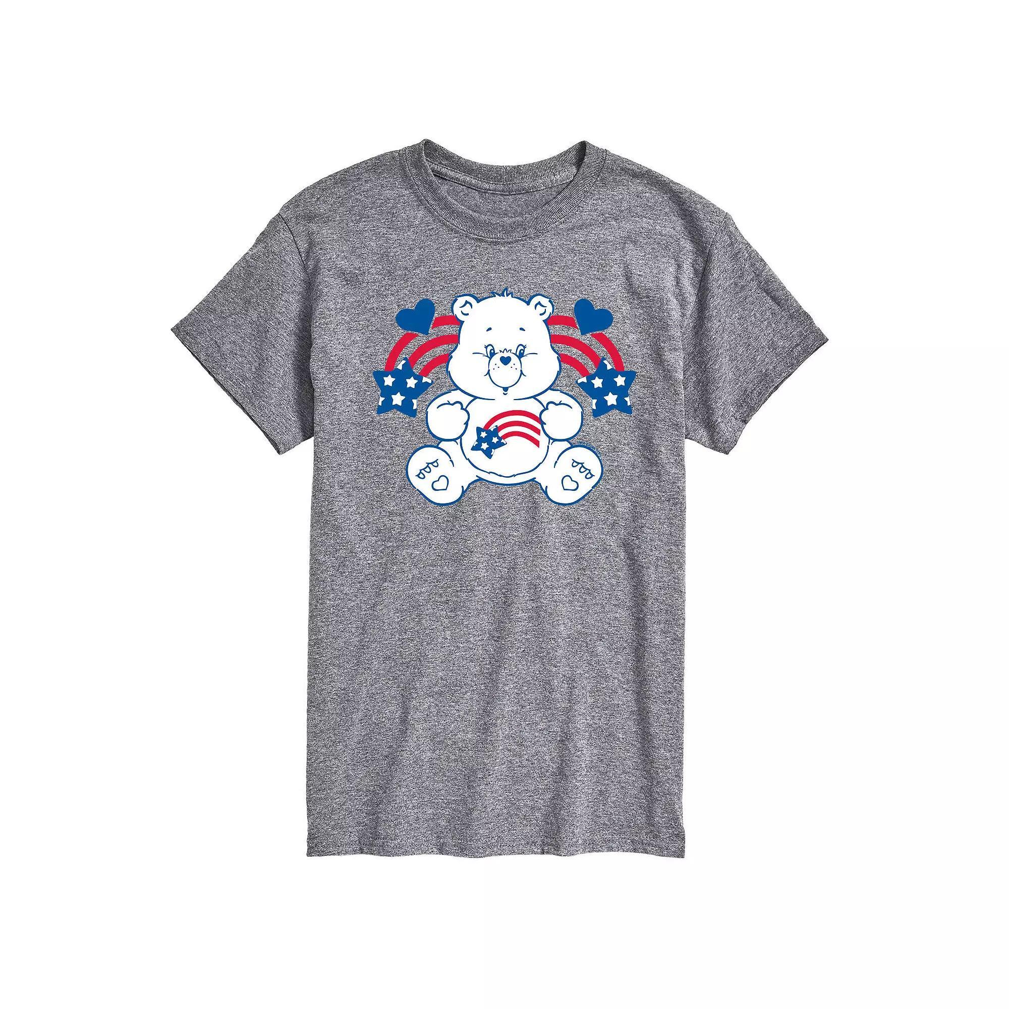 Mens Care Bears America Stars Stripes Graphic Tee Grey Gray Product Image
