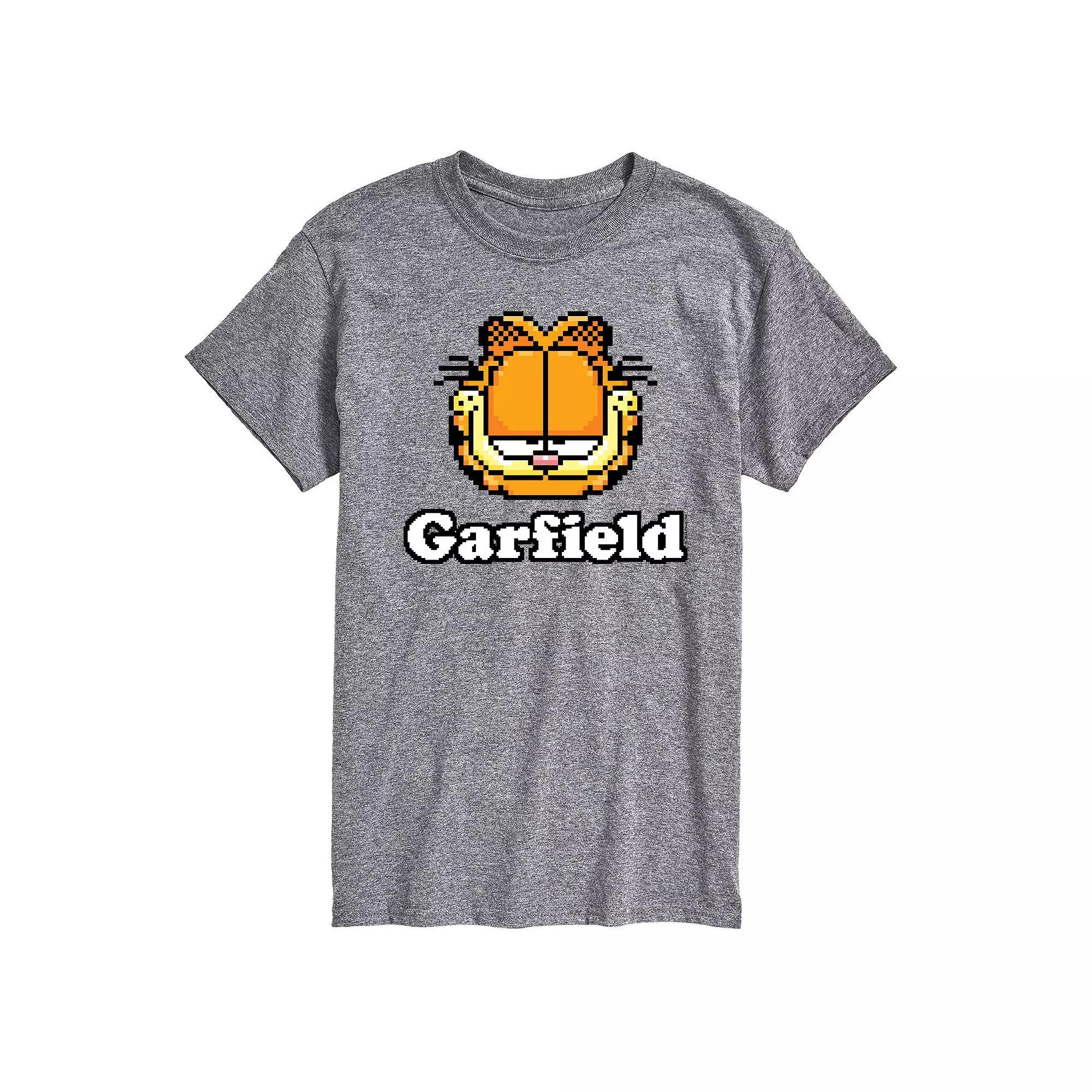 Mens Garfield Video Game Garfield Logo Graphic Tee Grey Gray Product Image