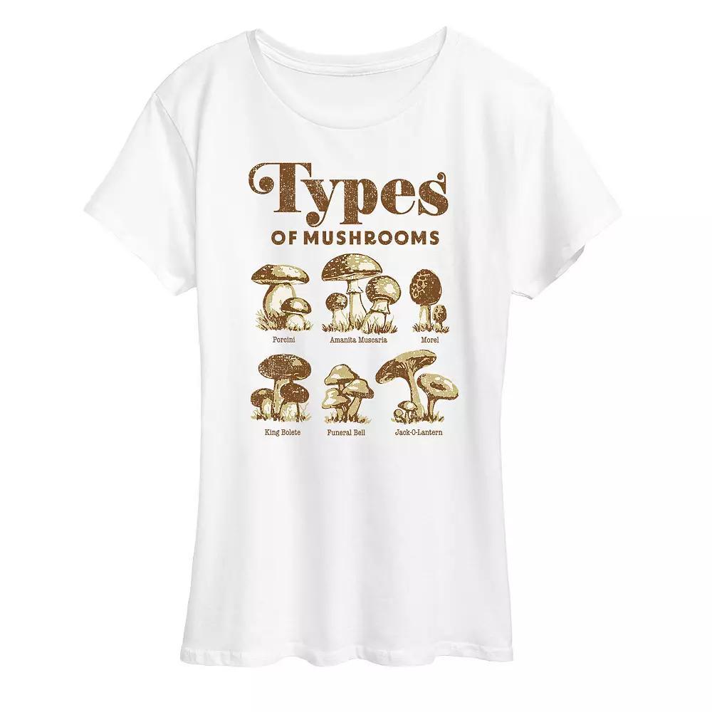 Womens Types Of Mushrooms Graphic Tee, Girls Product Image