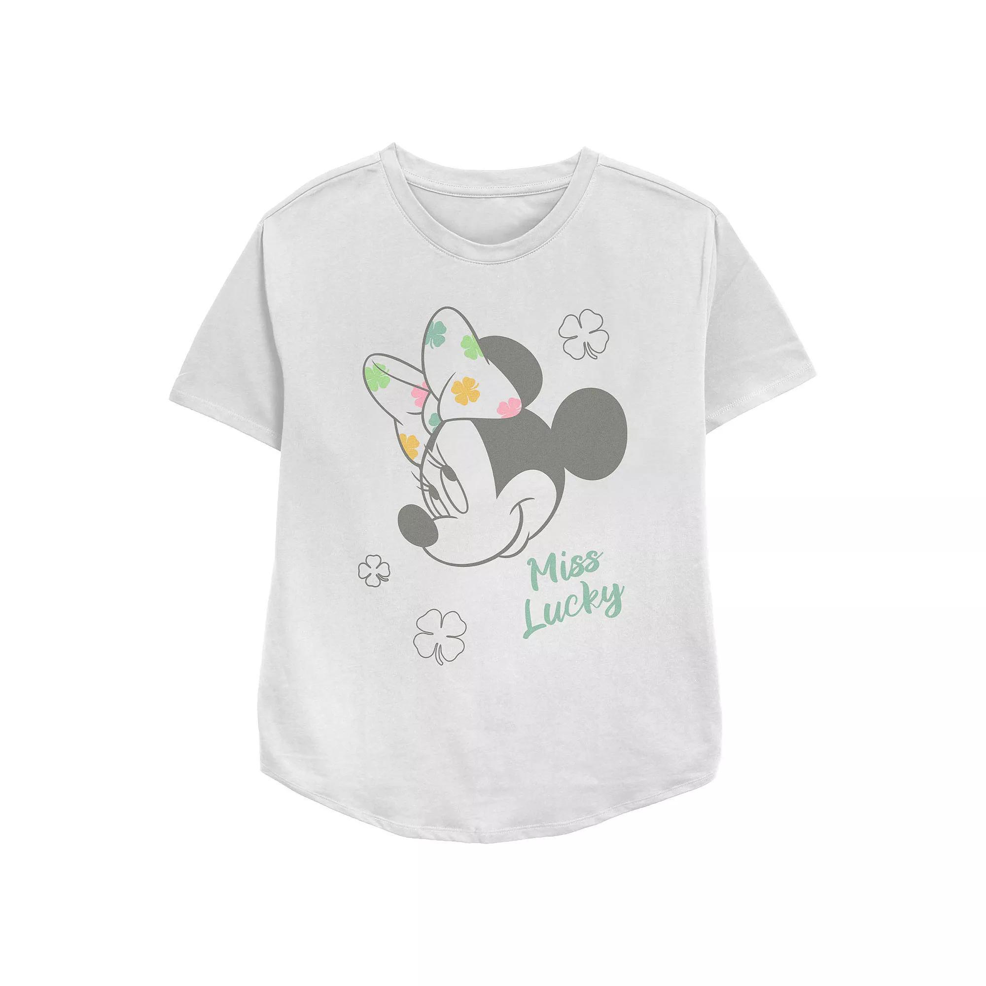 Disney's Minnie Mouse Miss Lucky Women's Relaxed Fit Graphic Tee, Size: XL, White Product Image