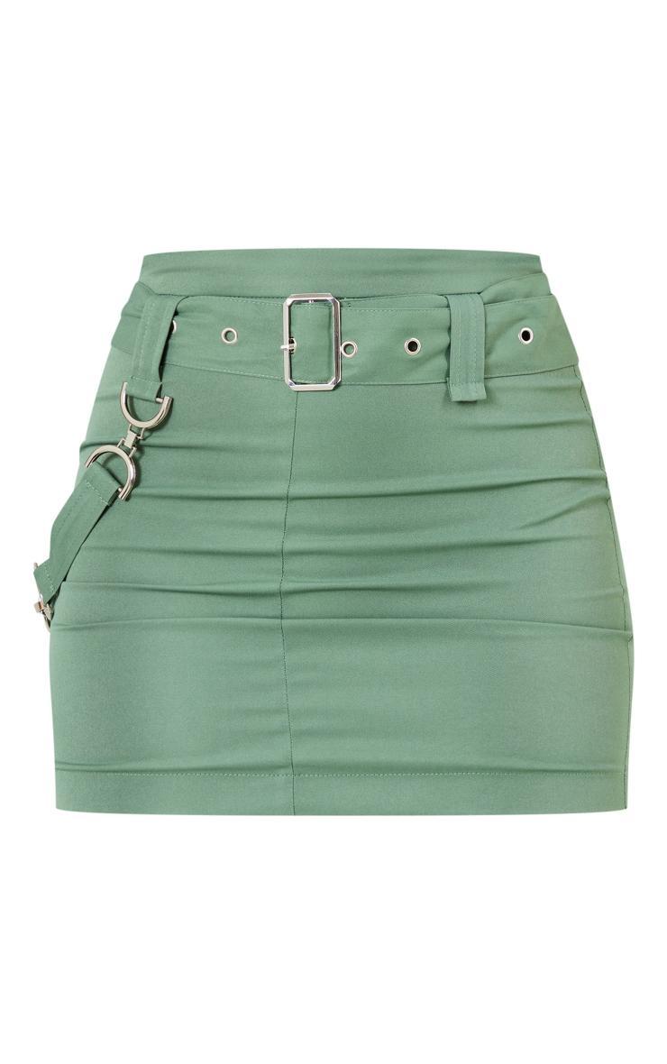 Olive Woven Utility Buckle Detail Mini Skirt Product Image