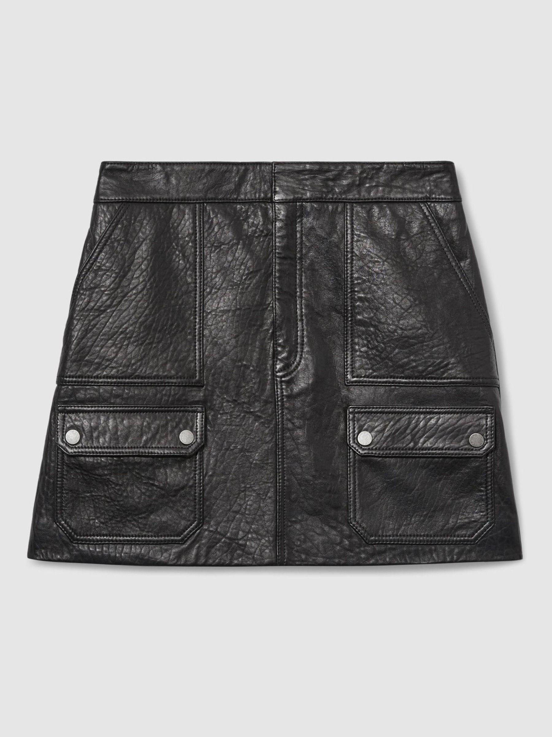 Grained-Leather High-Rise Mini Skirt in Black Product Image