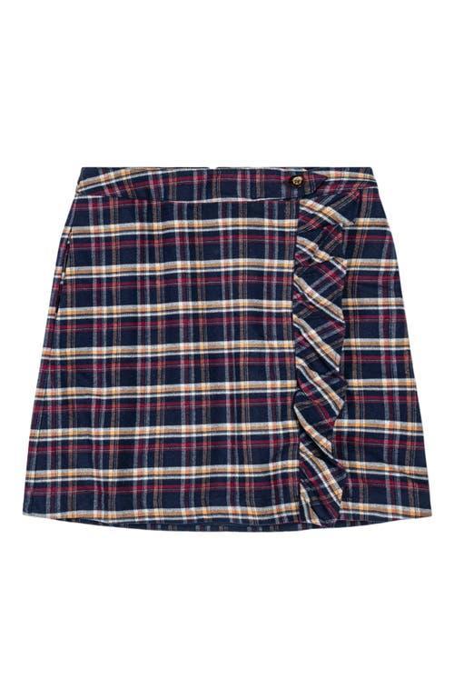 Hope & Henry Women's Organic Flannel Ruffle Skirt in Navy Autumn Plaid at Nordstrom, Size 12 Product Image