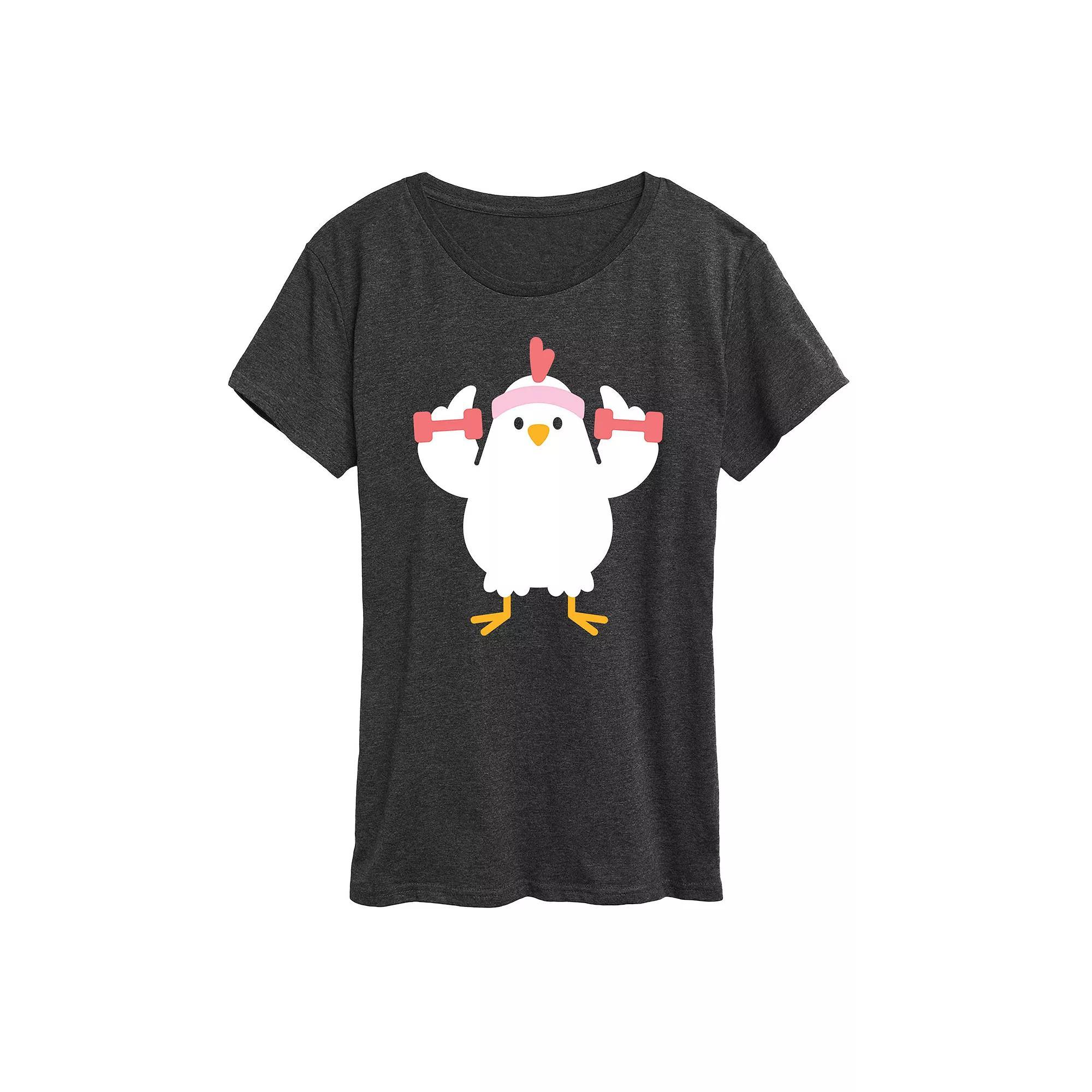 Womens Workout Chicken Graphic Tee Heather Grey Product Image