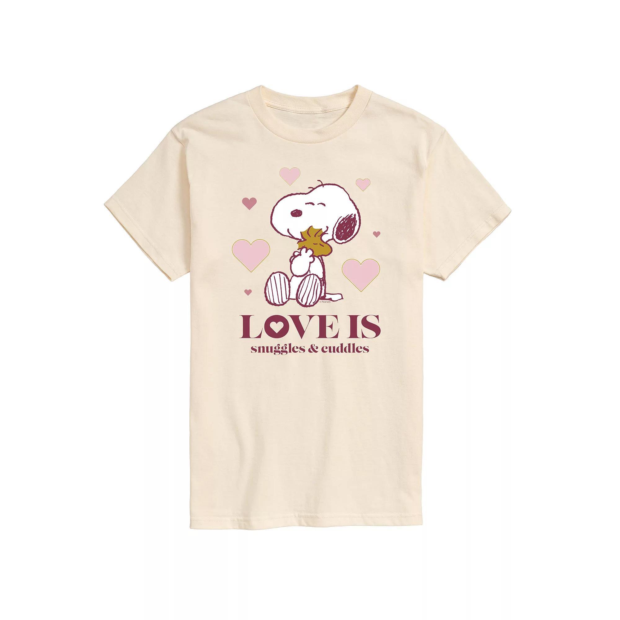 Men's Peanuts Snuggles Cuddles Tee, Size: Small, Beige Product Image