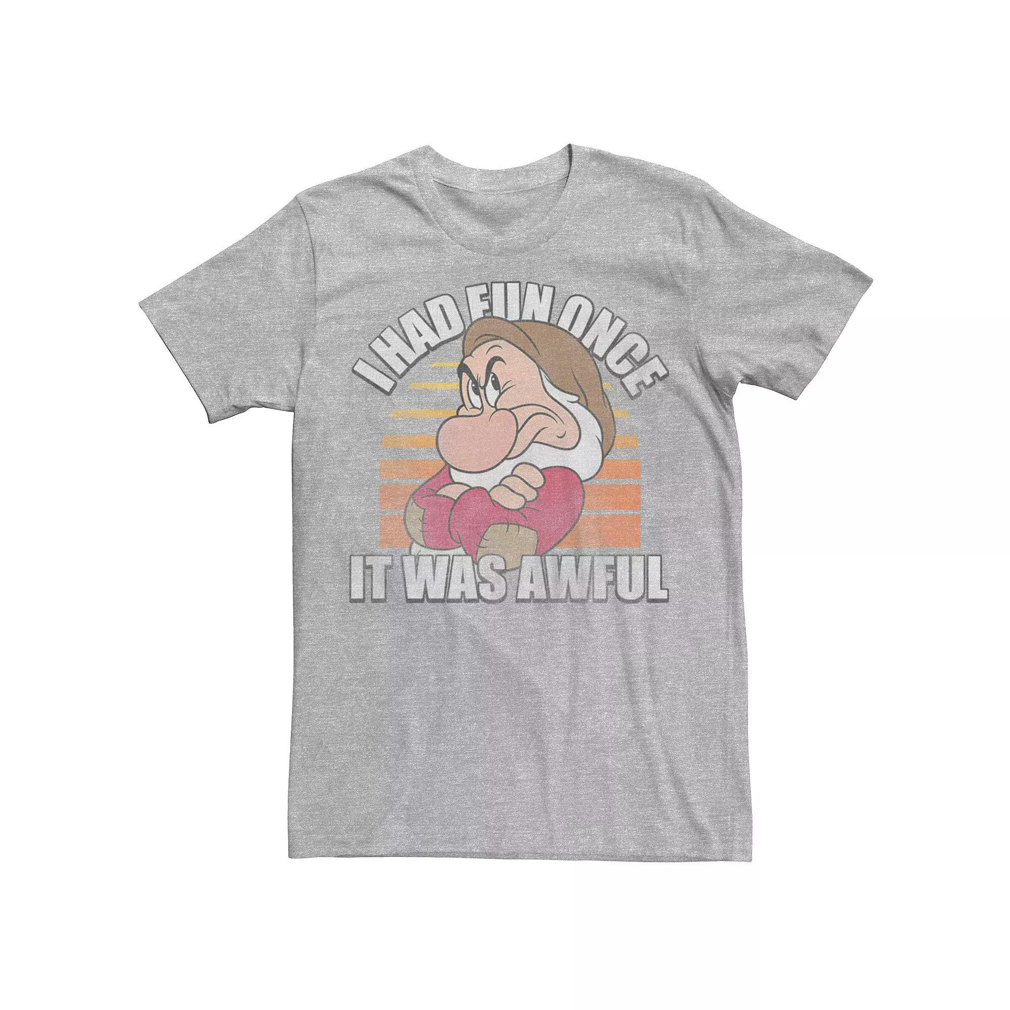 Disney's Snow White And the Seven Dwarfs Men's Grumpy Had Fun Graphic Tee, Size: Medium, Athletic Grey Product Image