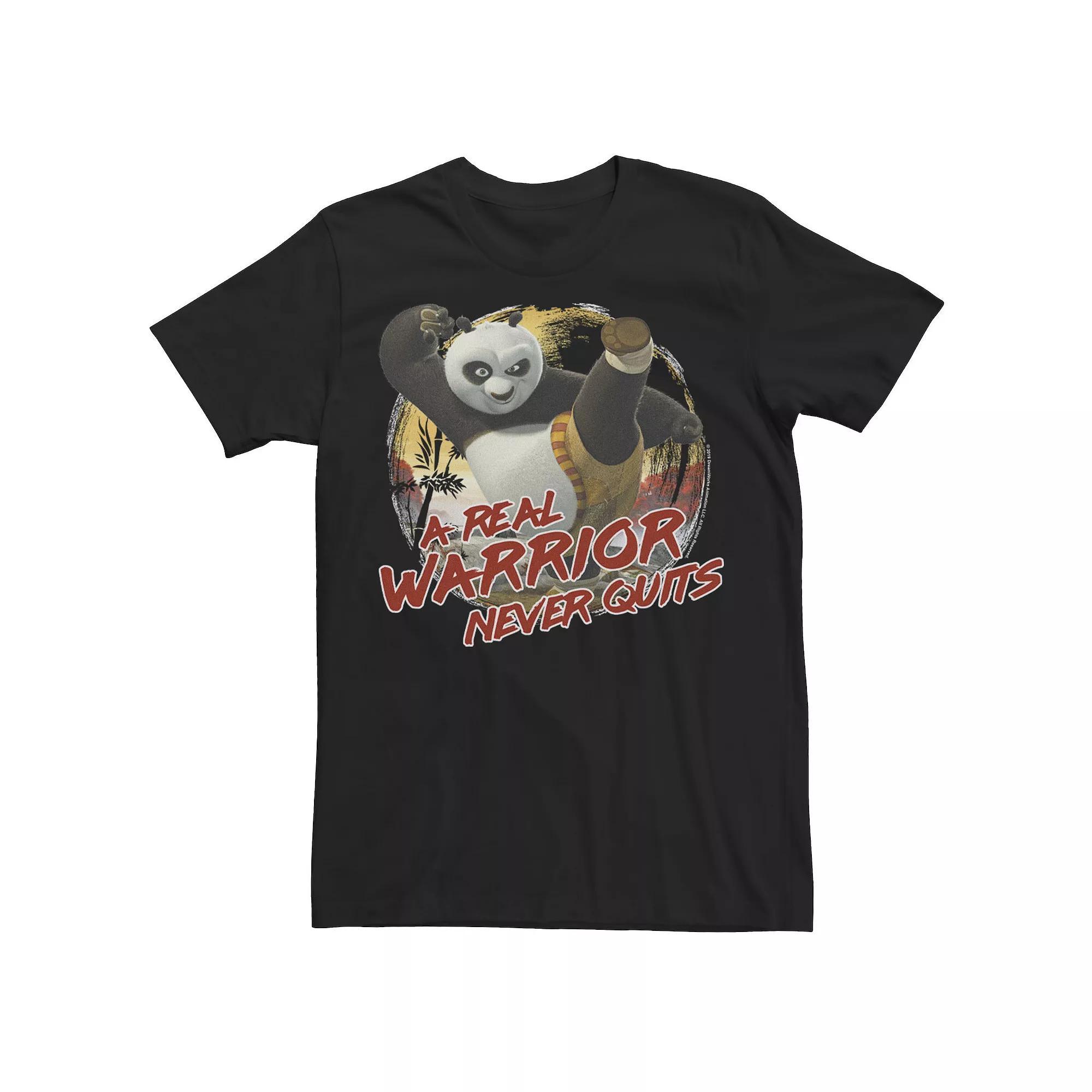 Men's Kung Fu Panda 2 Po A Real Warrior Never Quits Action Pose Graphic Tee, Size: XXL, Black Product Image