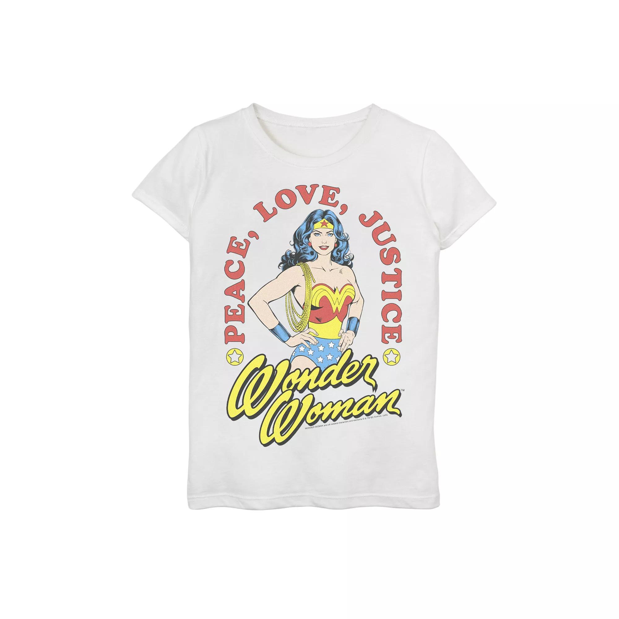 Girls 7-16 Wonder Woman Woman Of Peace Graphic Tee, Girl's, Size: Large, White Product Image
