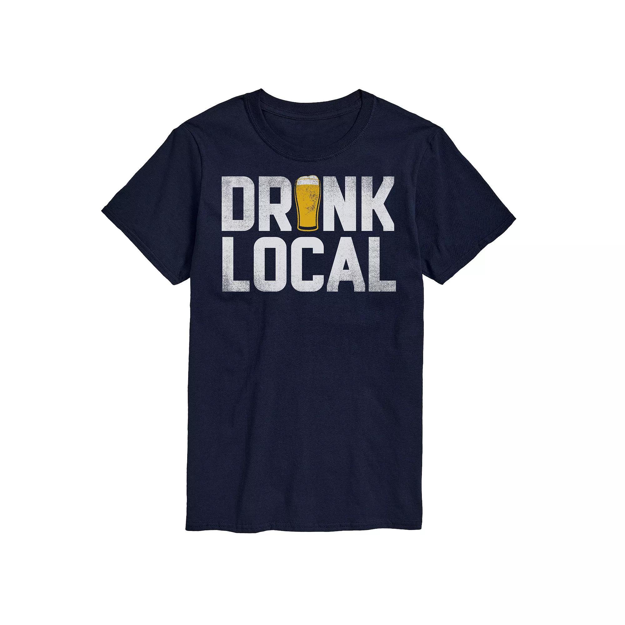 Big & Tall Drink Local Graphic Tee, Mens Blue Product Image
