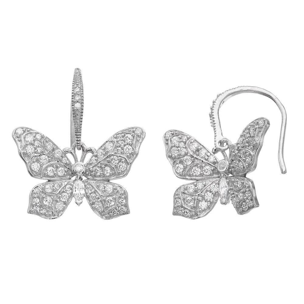 SIRI USA by TJM Sterling Silver Cubic Zirconia Butterfly Drop Earrings, Women's Product Image