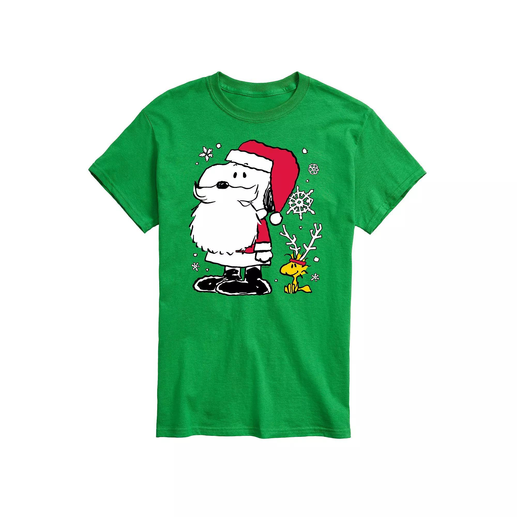 Big & Tall Peanuts Santa Reindeer Tee, Men's, Size: 3XL Tall, Green Product Image