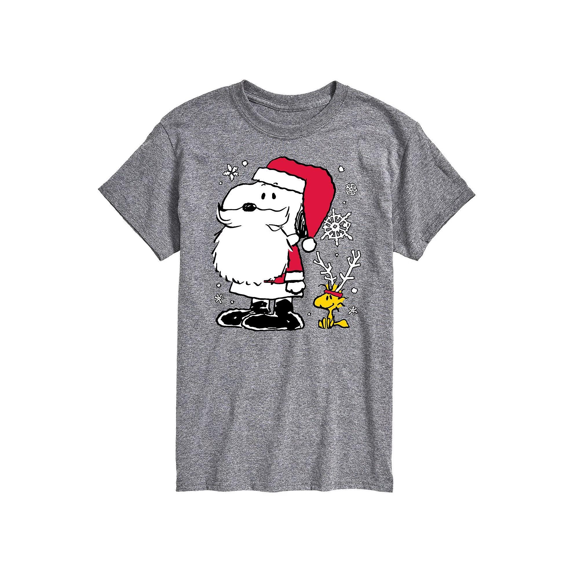 Big & Tall Peanuts Santa Reindeer Tee, Men's, Size: 3XB, Gray Product Image