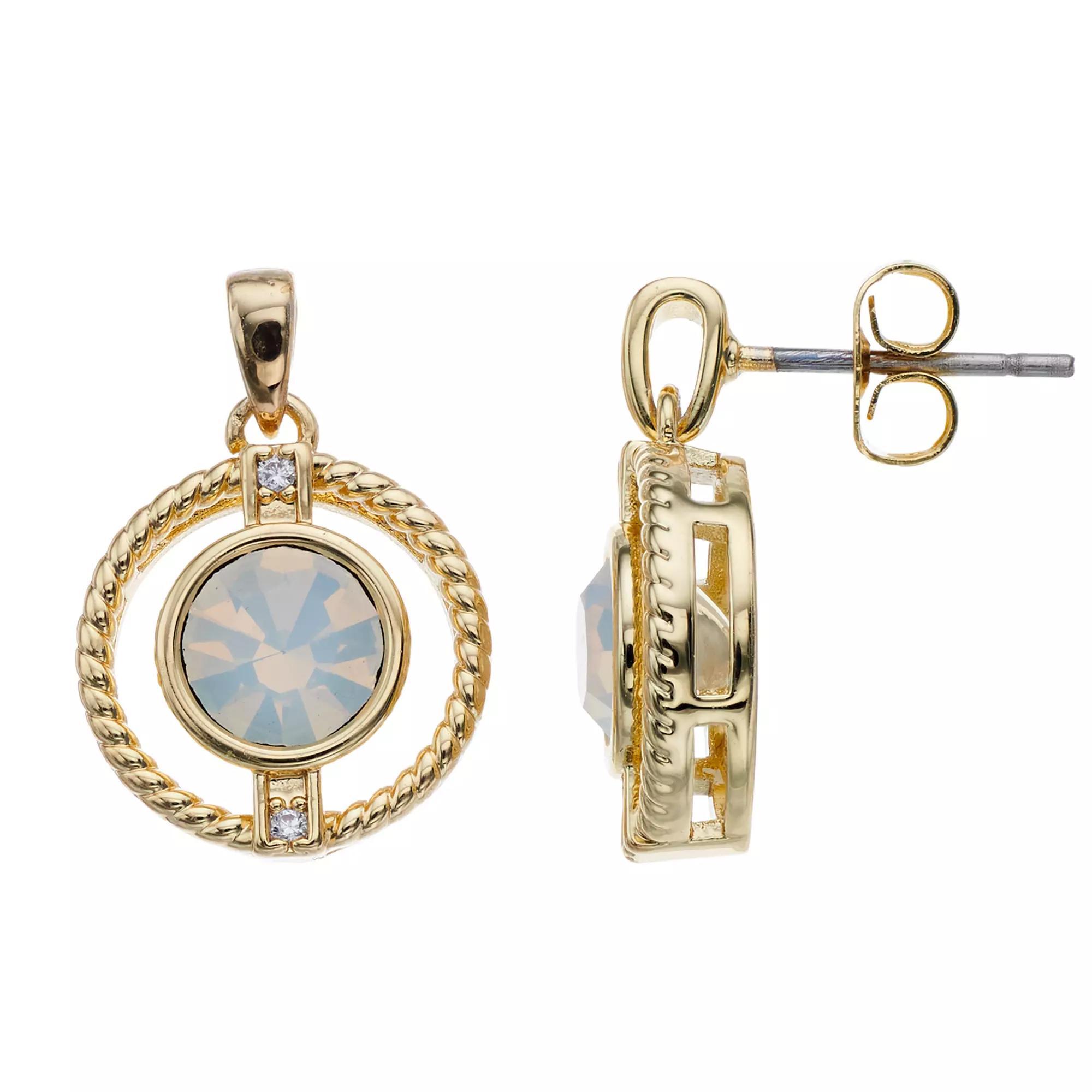 City Luxe Cubic Zirconia Simulated Birthstone Drop Earrings, Women's, Silver Tone October Product Image