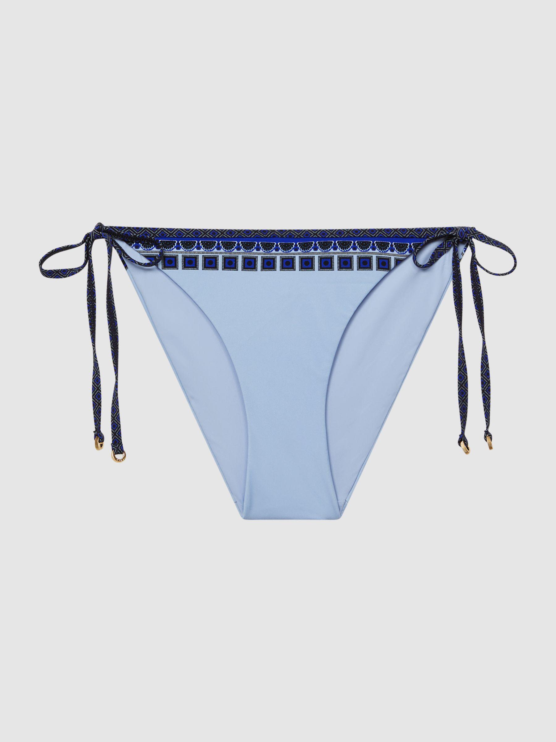 Printed Trim Bikini Bottoms in Blue Print Product Image