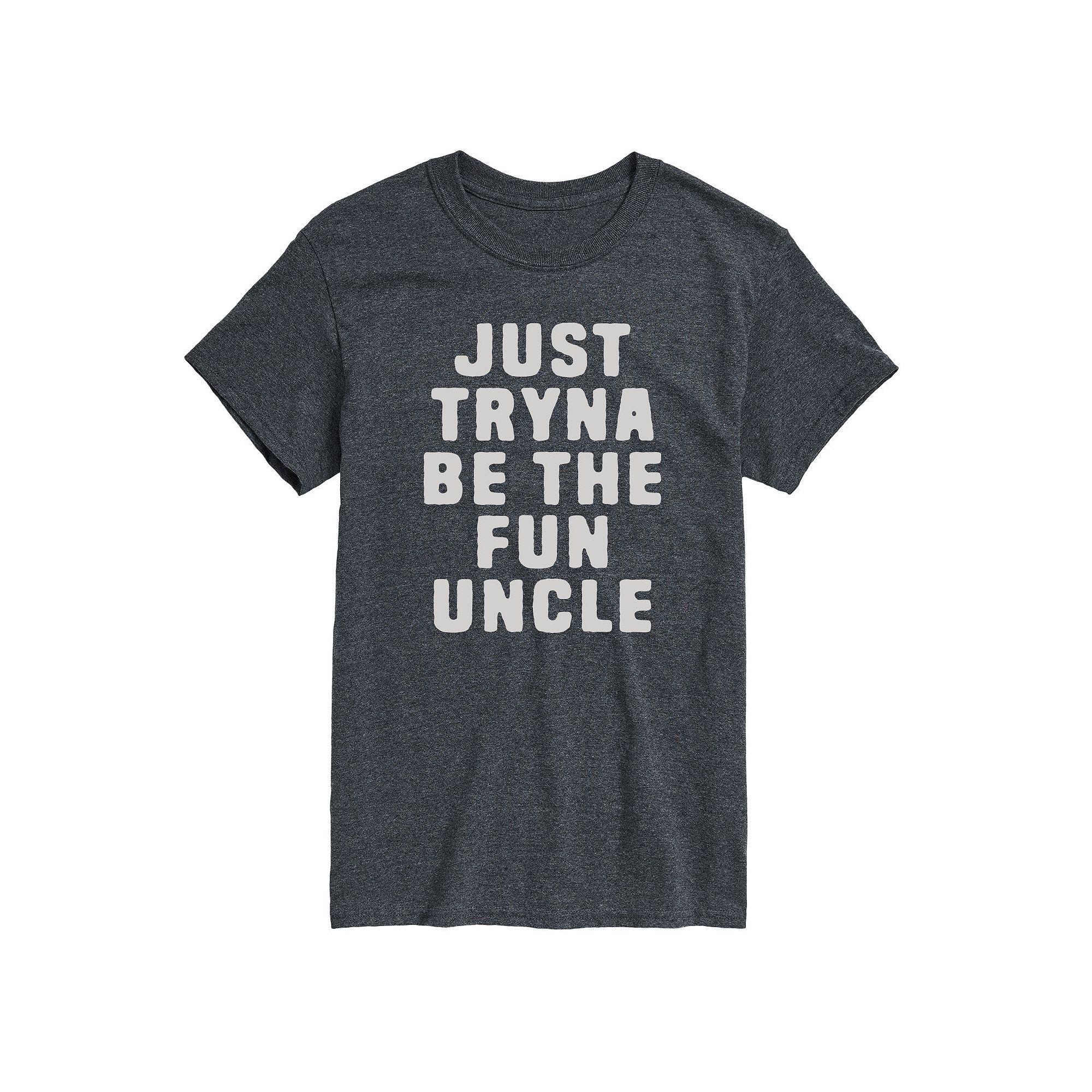 Big & Tall Just Tryna Be The Fun Uncle Graphic Tee, Mens Heather Grey Product Image