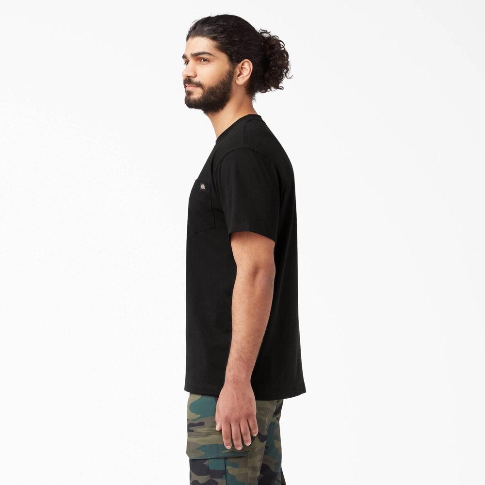 Dickies Men's Short Sleeve Relaxed Fit Pocket T-Shirt - Black L: Heavyweight Cotton Crew Neck Pullover Product Image