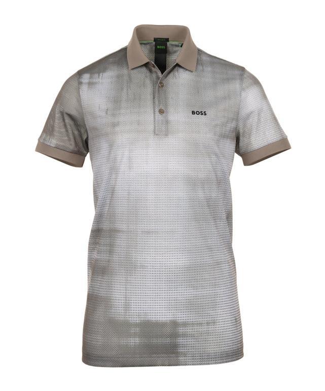 HUGO BOSS Short-sleeved Polo Shirt In Gray Product Image