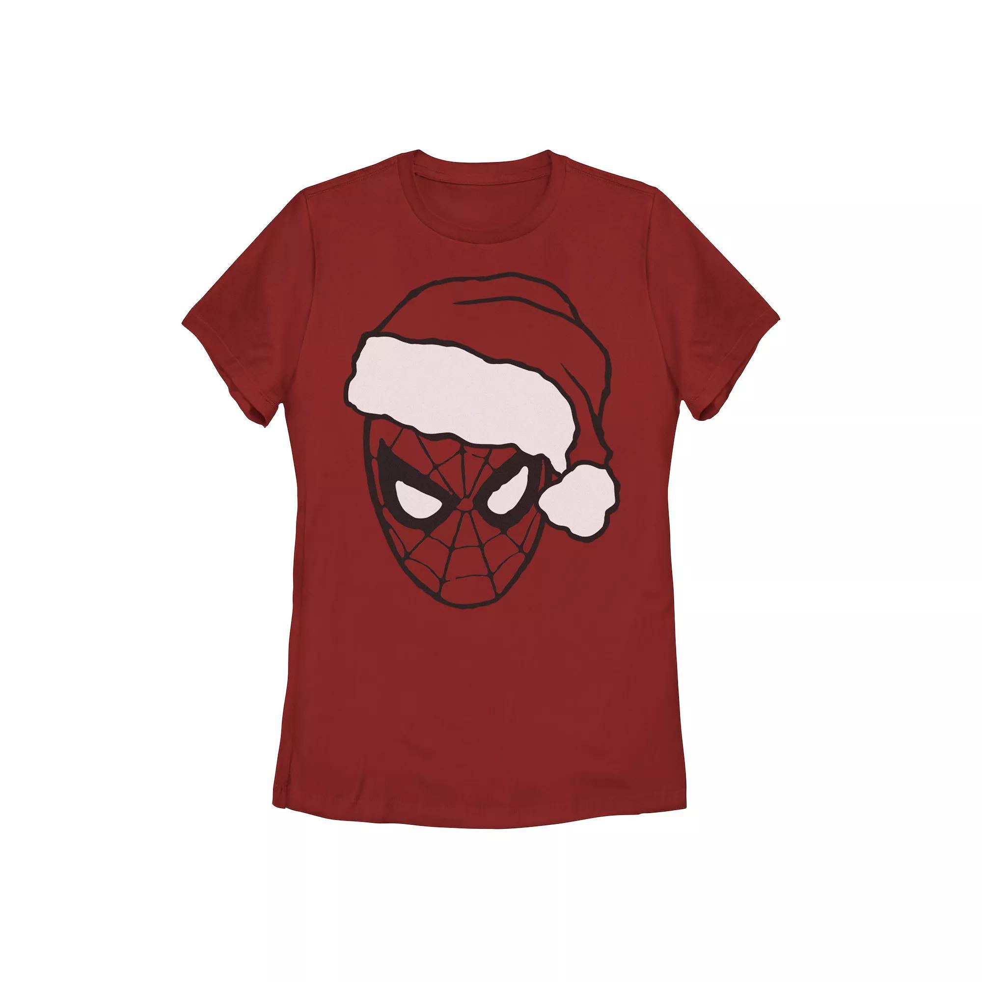 Juniors' Marvel Christmas Spider-Man Santa Big Face Tee, Girl's, Size: Small, Red Product Image