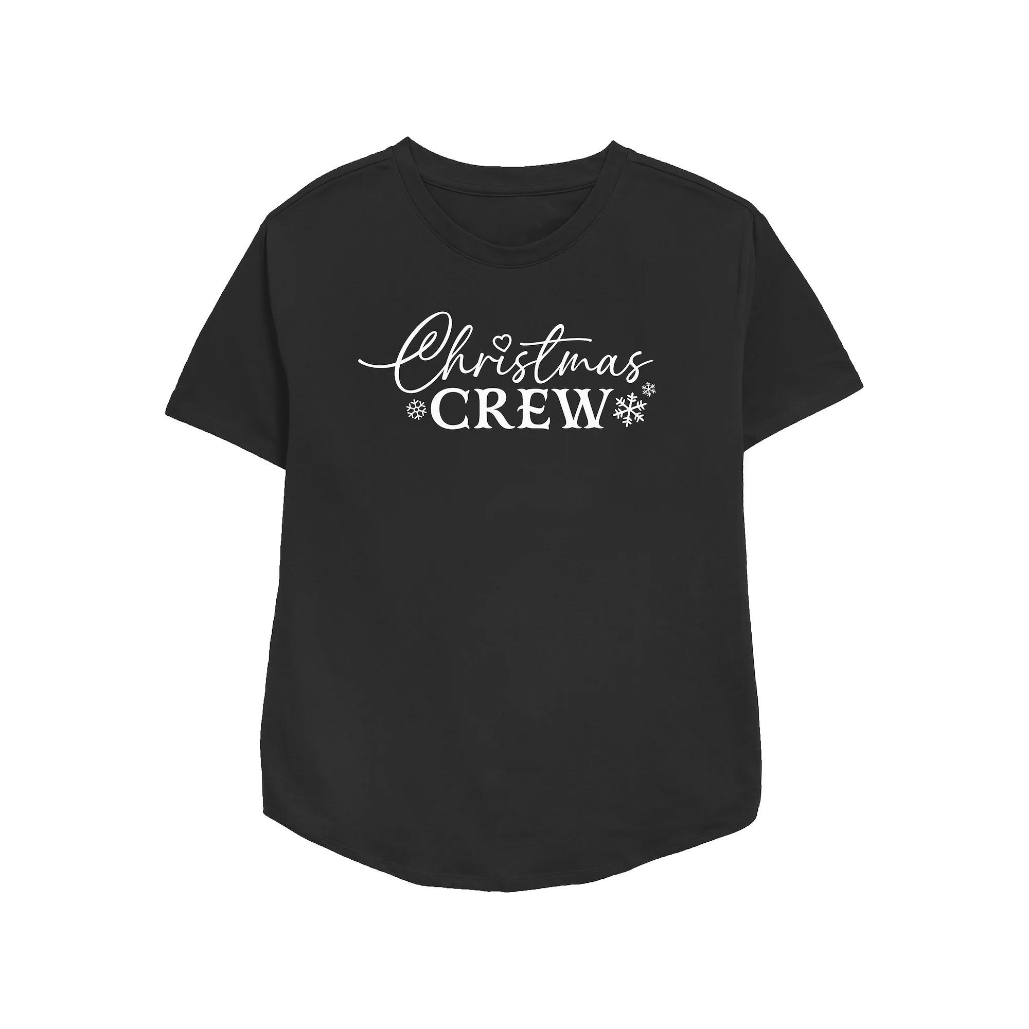 Women's Christmas Crew Relaxed Fit Graphic Tee, Size: Medium, Black Product Image