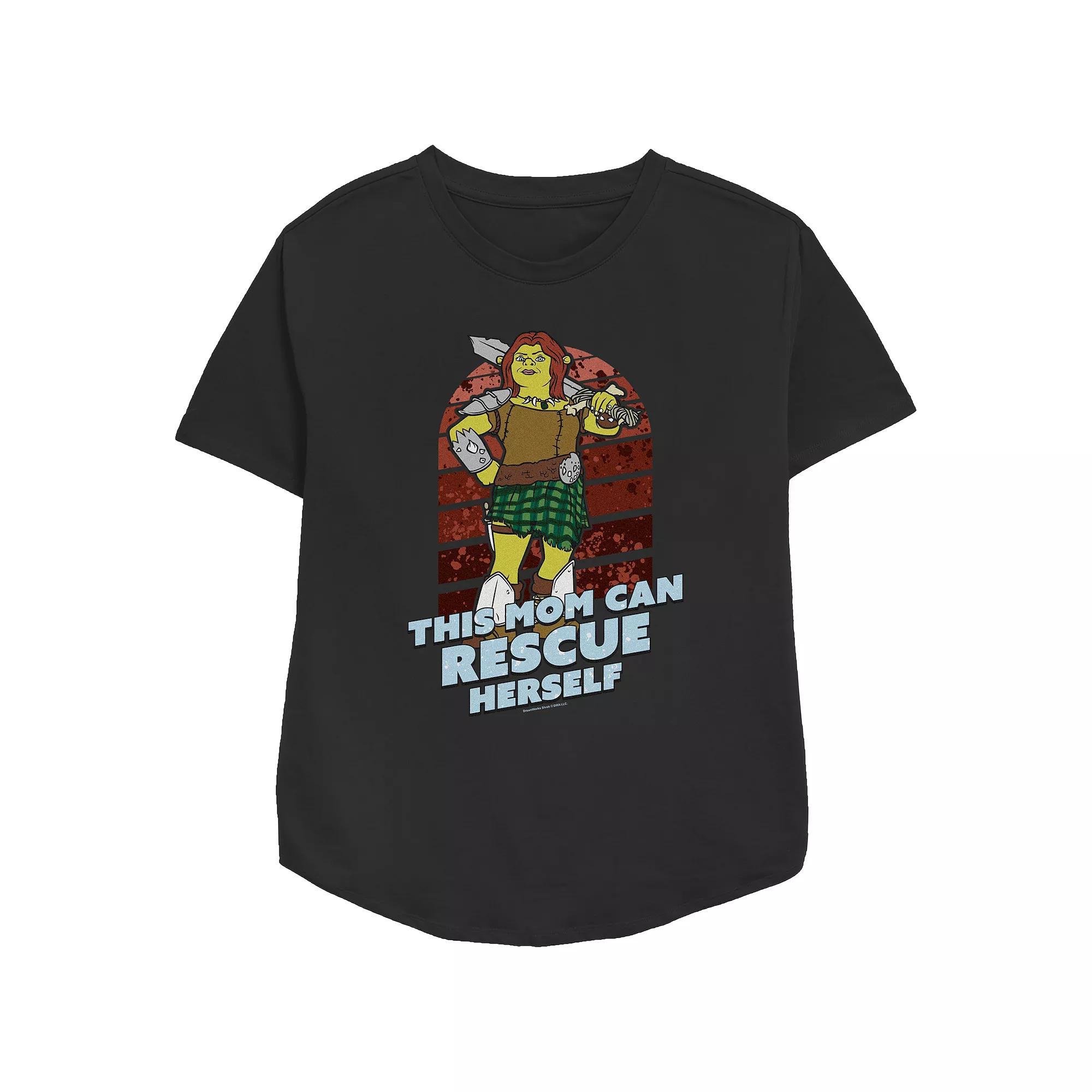 Women's Shrek This Mom Can Rescue Herself Relaxed Fit Graphic Tee, Size: Small, Black Product Image