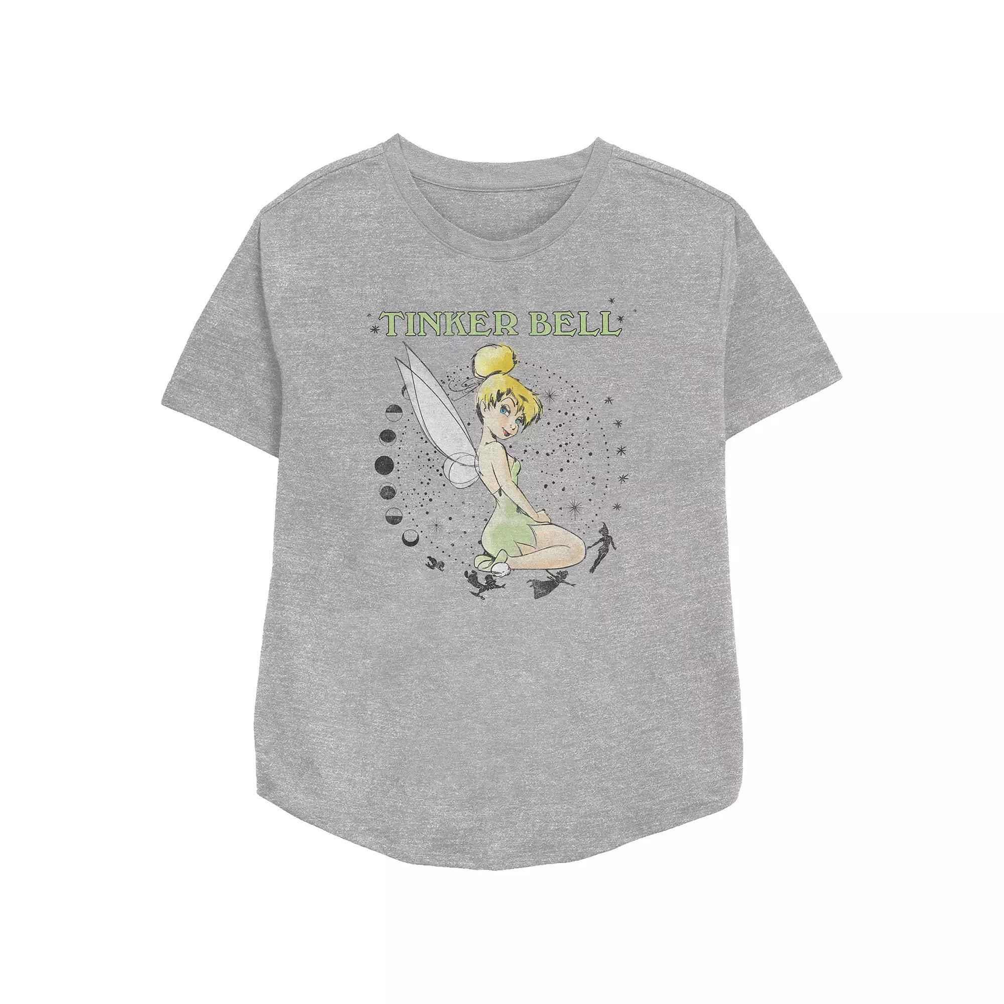Disney's Tinker Bell Juniors' Moonlight And Stars Magic Relaxed Fit Graphic Tee, Women's, Size: Medium, Athletic Grey Product Image
