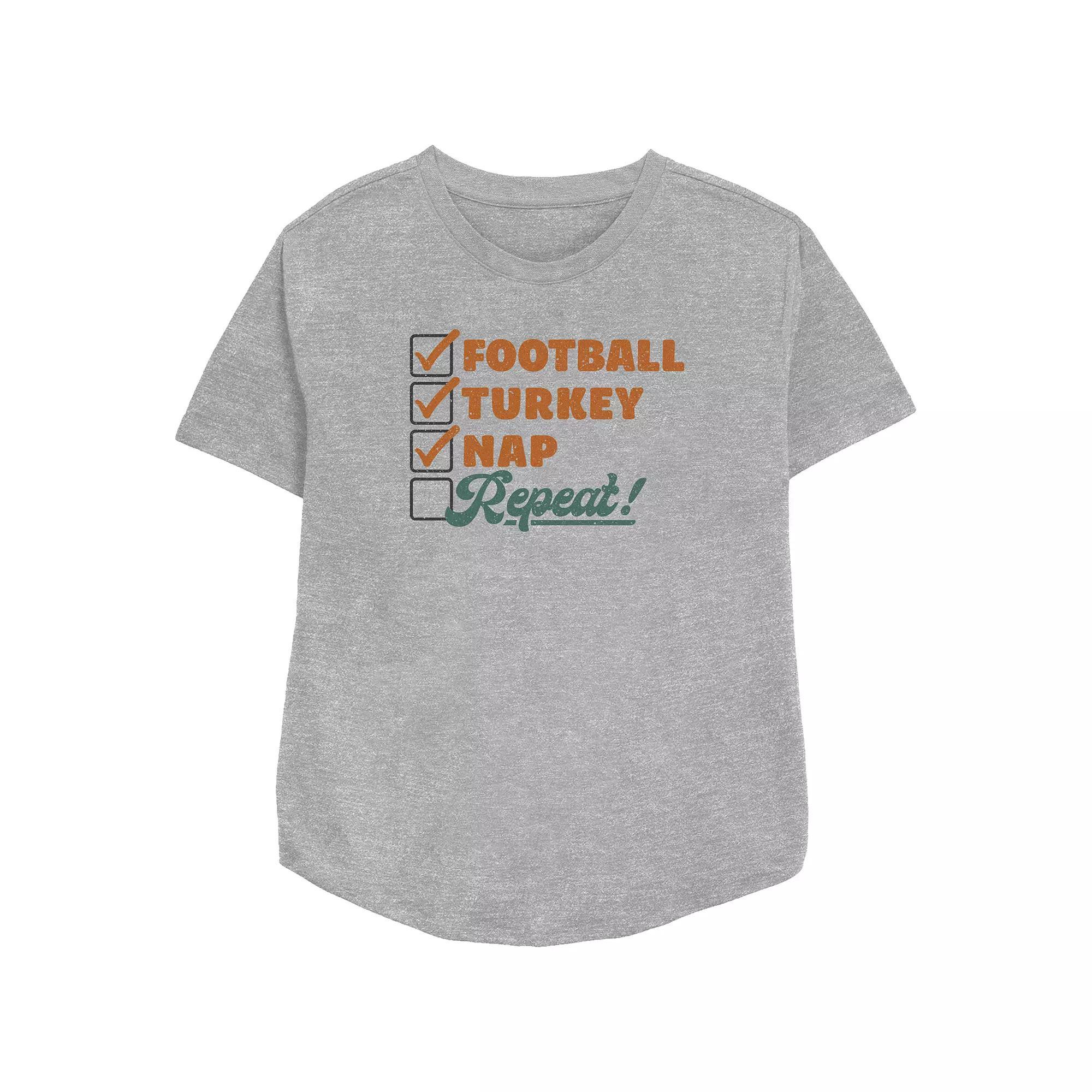 Juniors' Autumn Checklist Relaxed Fit Graphic Tee, Women's, Size: Medium, Athletic Grey Product Image