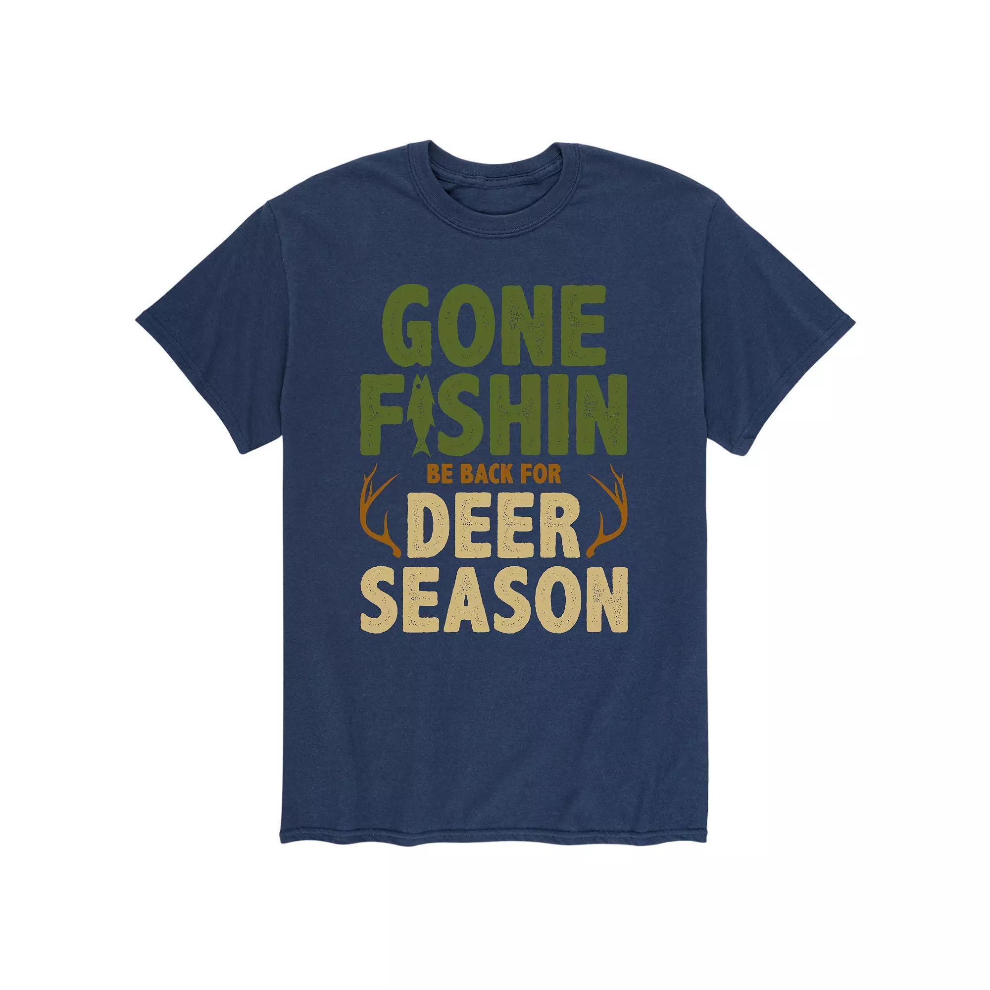 Men's "Gone Fishin Be Back For Deer Season" Tee, Size: Medium, Black Product Image