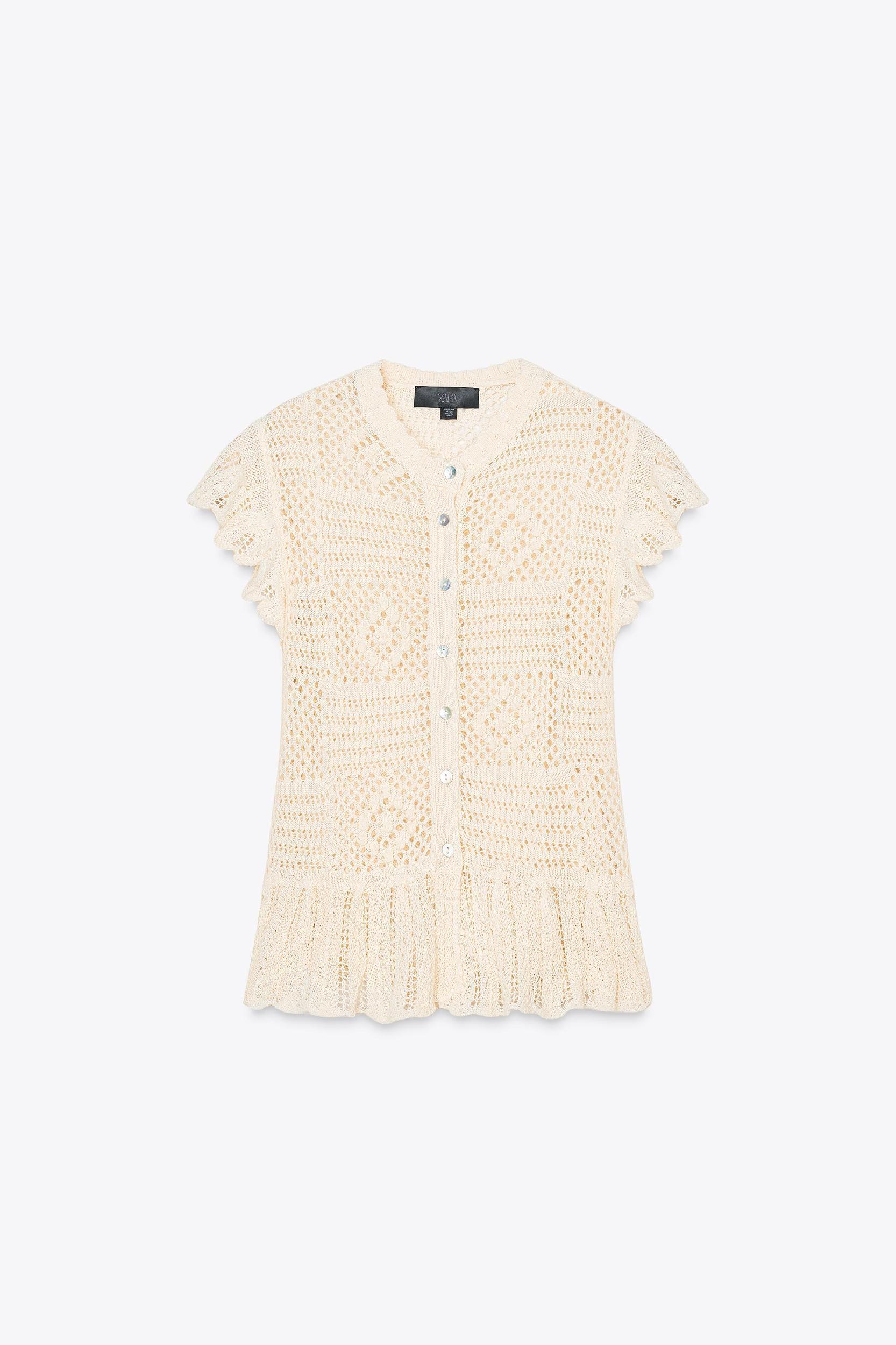 POINTELLE RUFFLED CARDIGAN Product Image