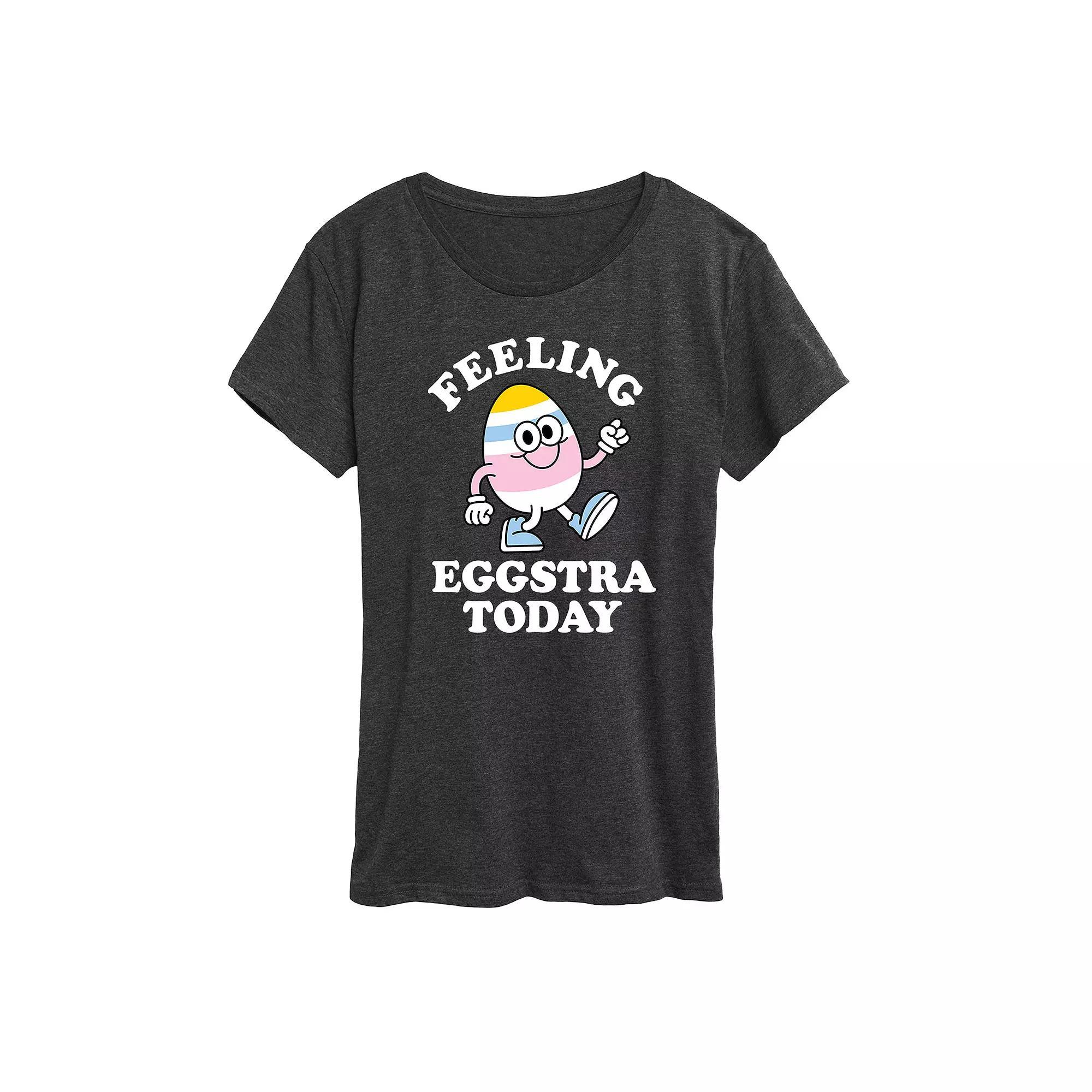 Womens Feelin Eggstra Graphic Tee Grey Royal Blue Product Image