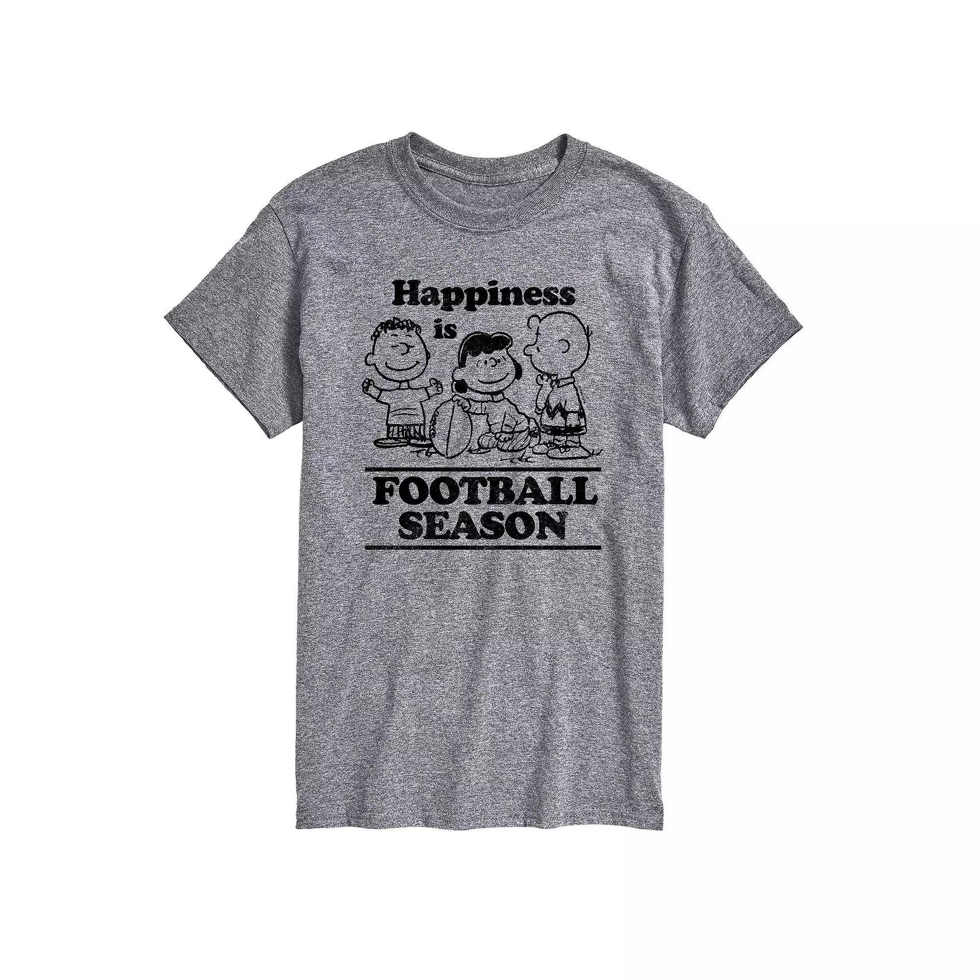 Men's Peanuts Happiness Is Football Season Tee, Size: XS, Gray Product Image