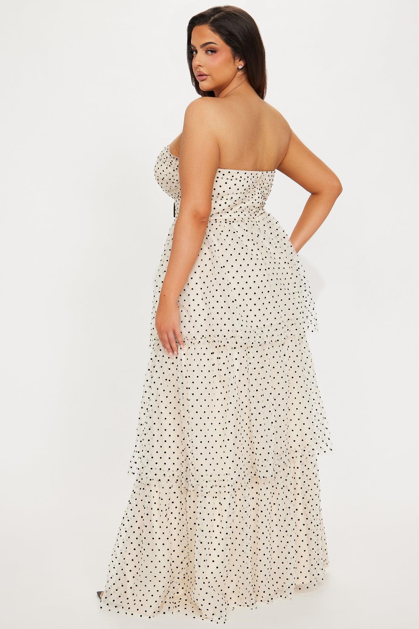 Elegant Polka Dot Maxi Dress - Cream/combo Product Image
