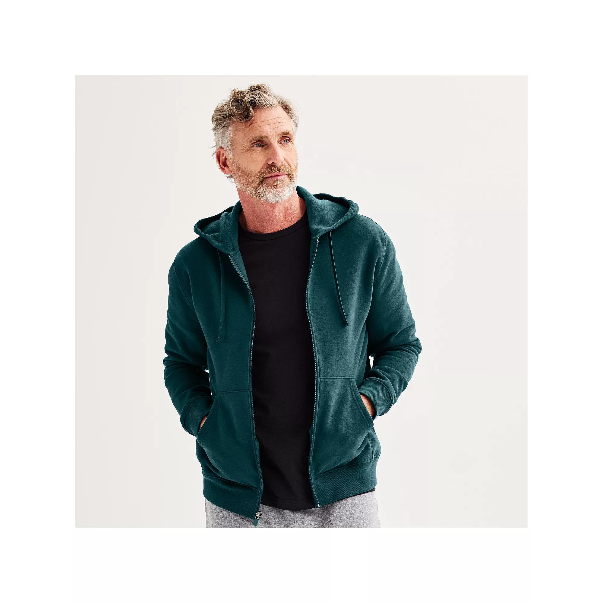 Men's Tek Gear® Ultra Soft Fleece Zip Front Hoodie, Size: Medium, Modern White Product Image
