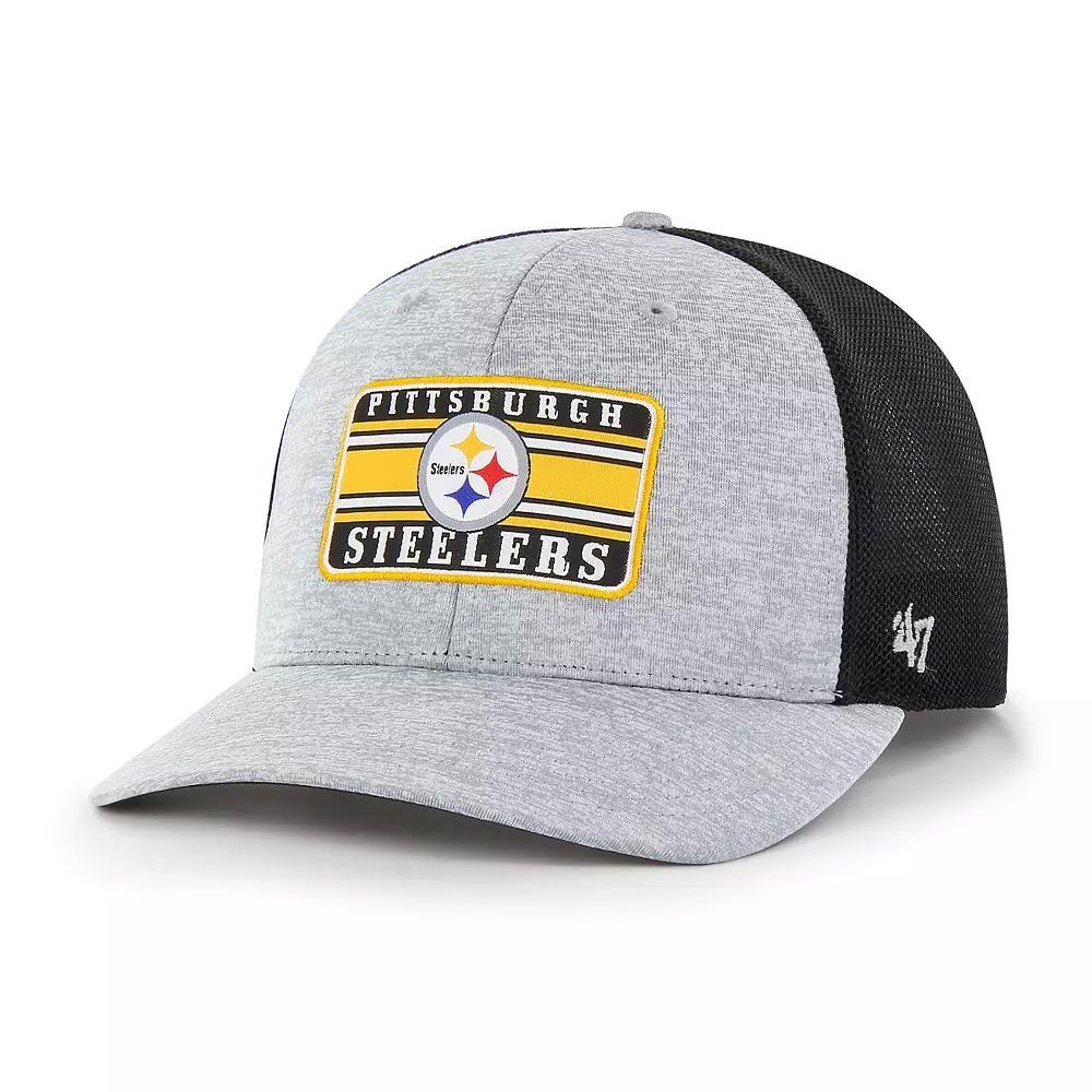 Men's '47 Heathered Gray/Black Pittsburgh Steelers Motivator Flex Hat, Size: Small/Medium, Grey Product Image