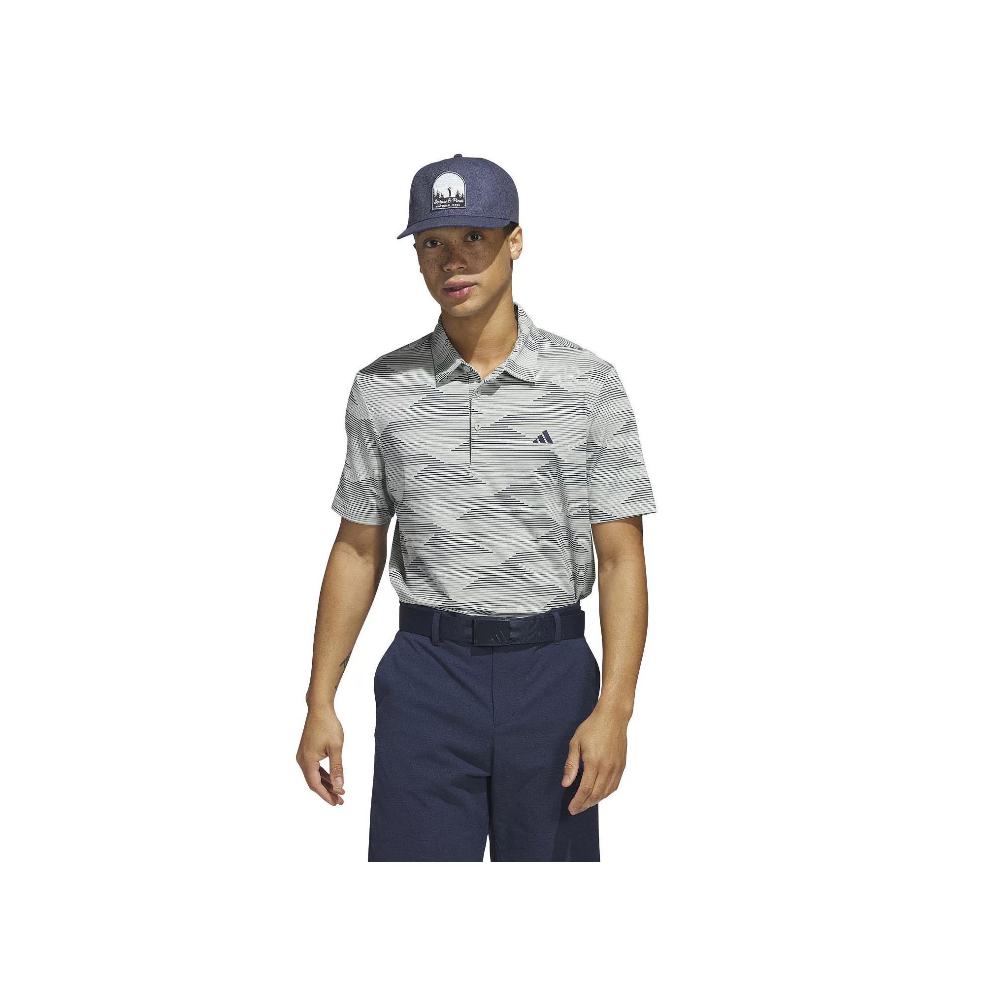 Men's adidas Two Color Stripe Golf Polo, Size: XXL, Wonder Silver Product Image