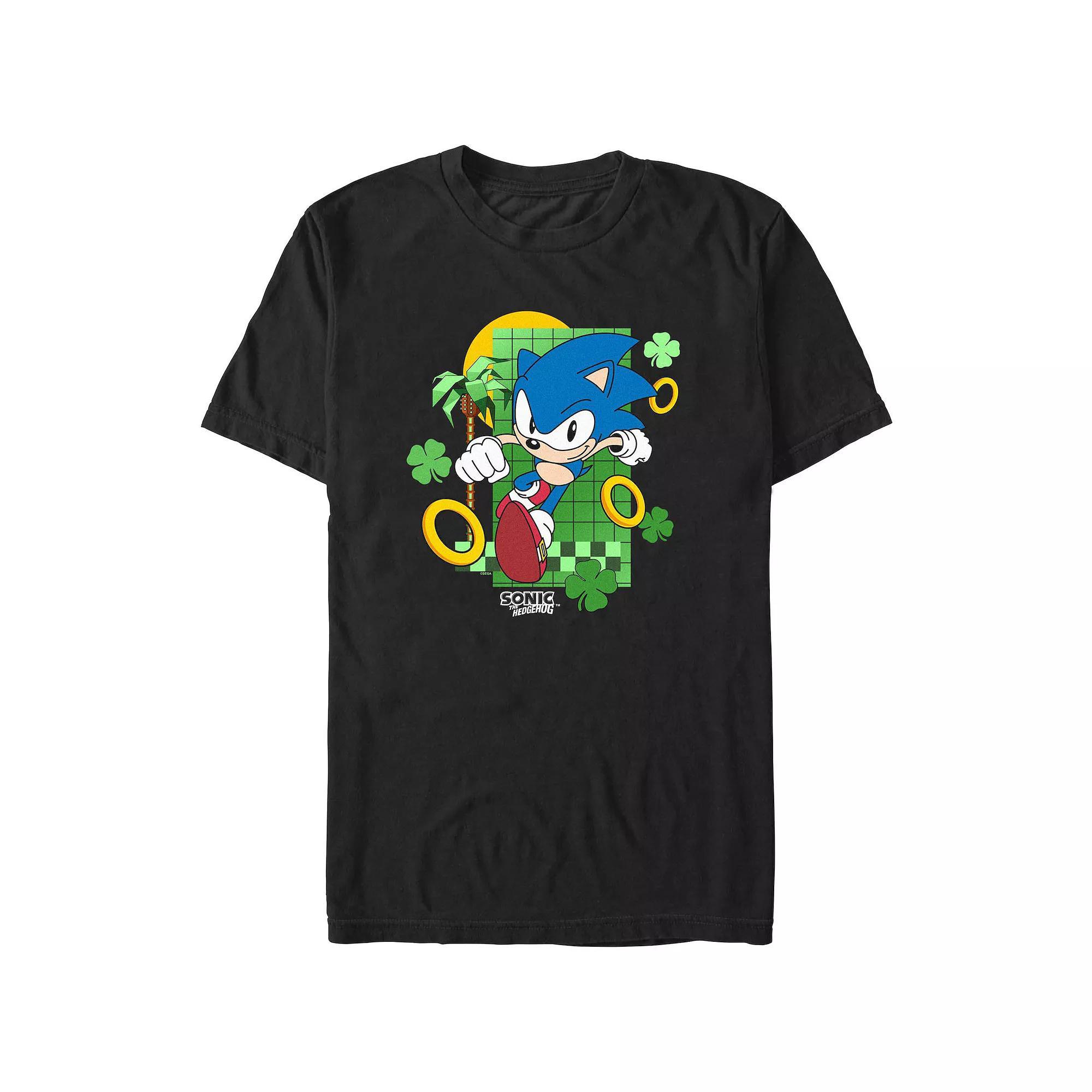 Men's Sonic The Hedgehog Running Rings Graphic Tee, Size: 3XB, Black Product Image