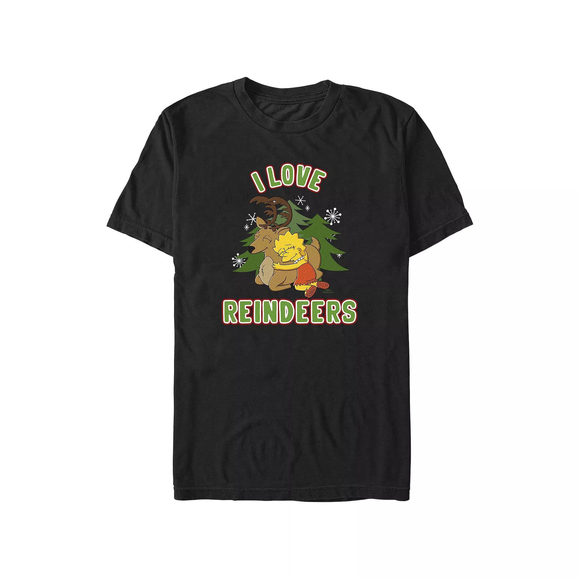 Big & Tall The Simpsons Lisa I Love Reindeers Graphic Tee, Men's, Size: 5XL, Black Product Image