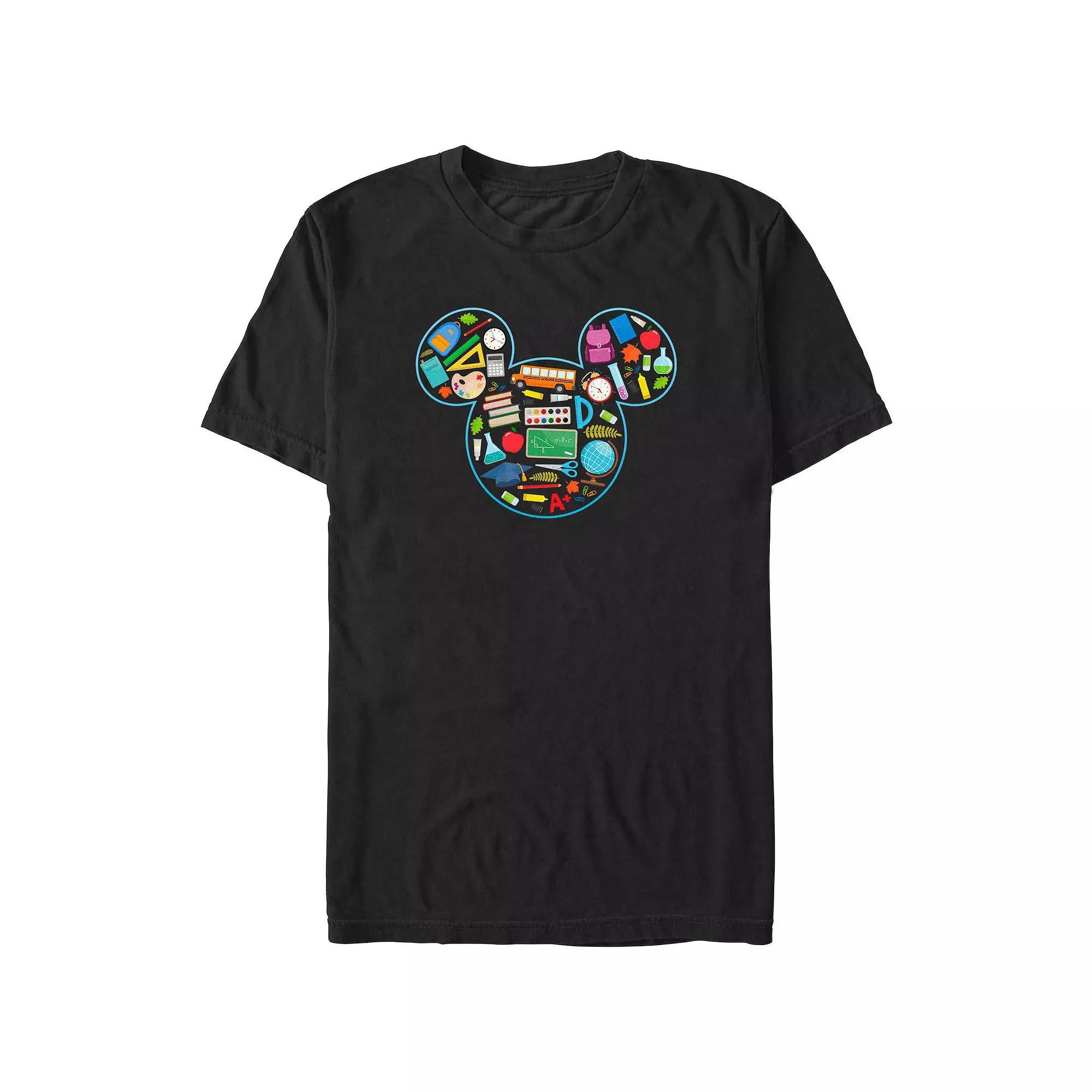 Disney's Mickey Mouse School Supply Icons Big & Tall Graphic Tee, Men's, Size: XL Tall, Black Product Image